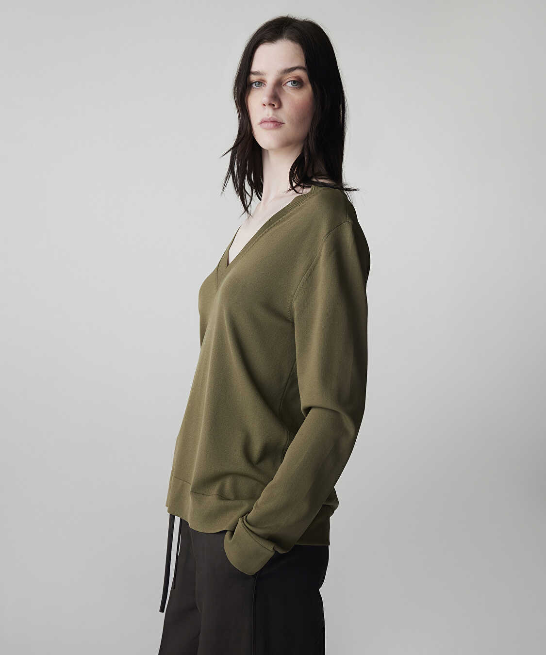 V yaka basic triko - IS1260050081022 - Haki Triko