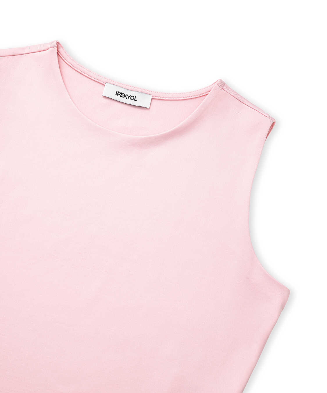 Bisiklet yaka crop tişört - IS1260070176093 - Açık Pembe Tişört