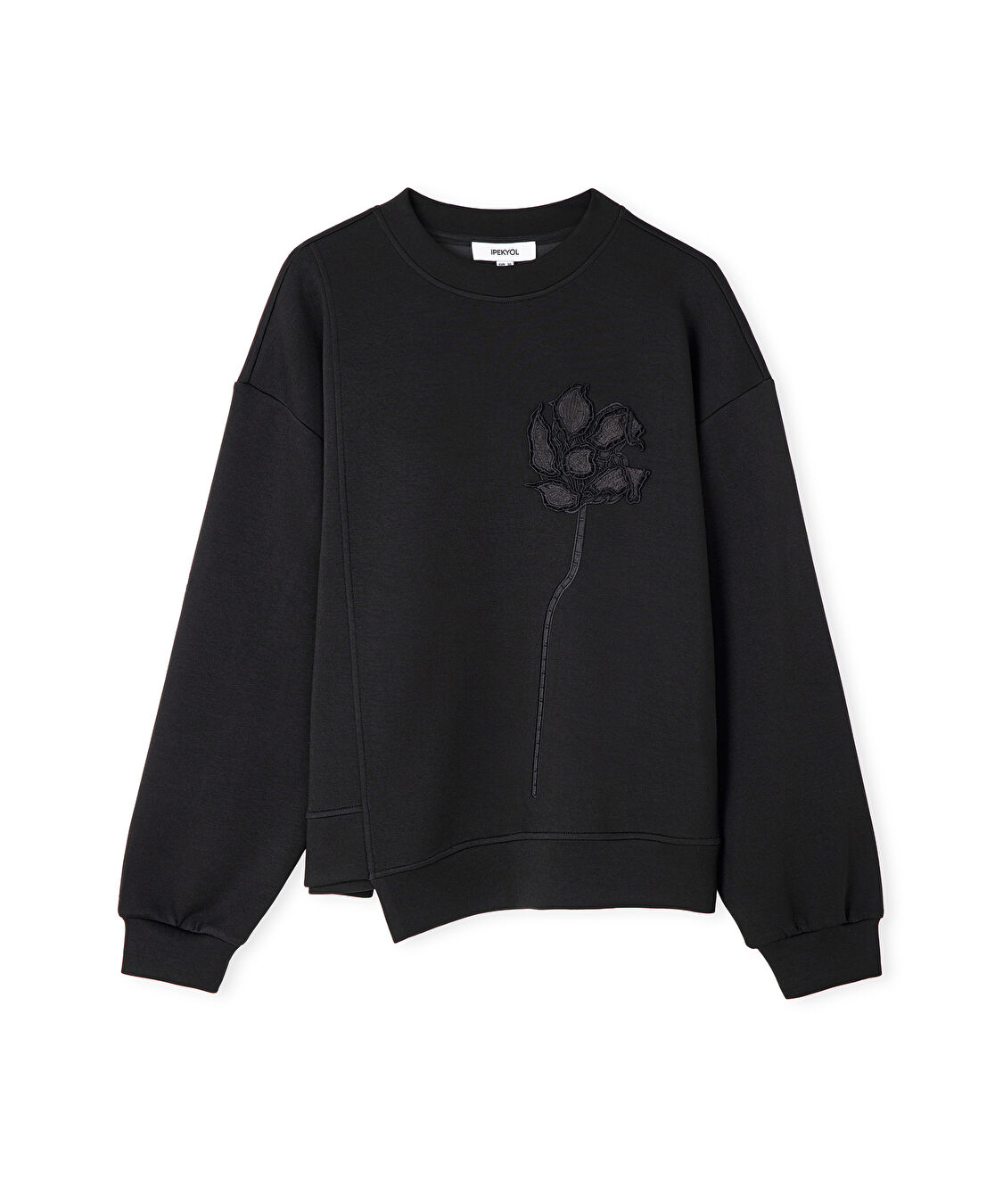 Üç boyutlu nakışlı sweatshirt - IS1260091015001 - Siyah Sweatshırt