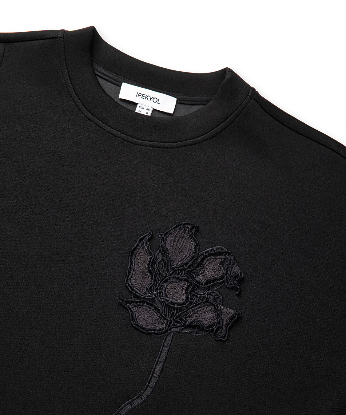 Üç boyutlu nakışlı sweatshirt - IS1260091015001 - Siyah Sweatshırt