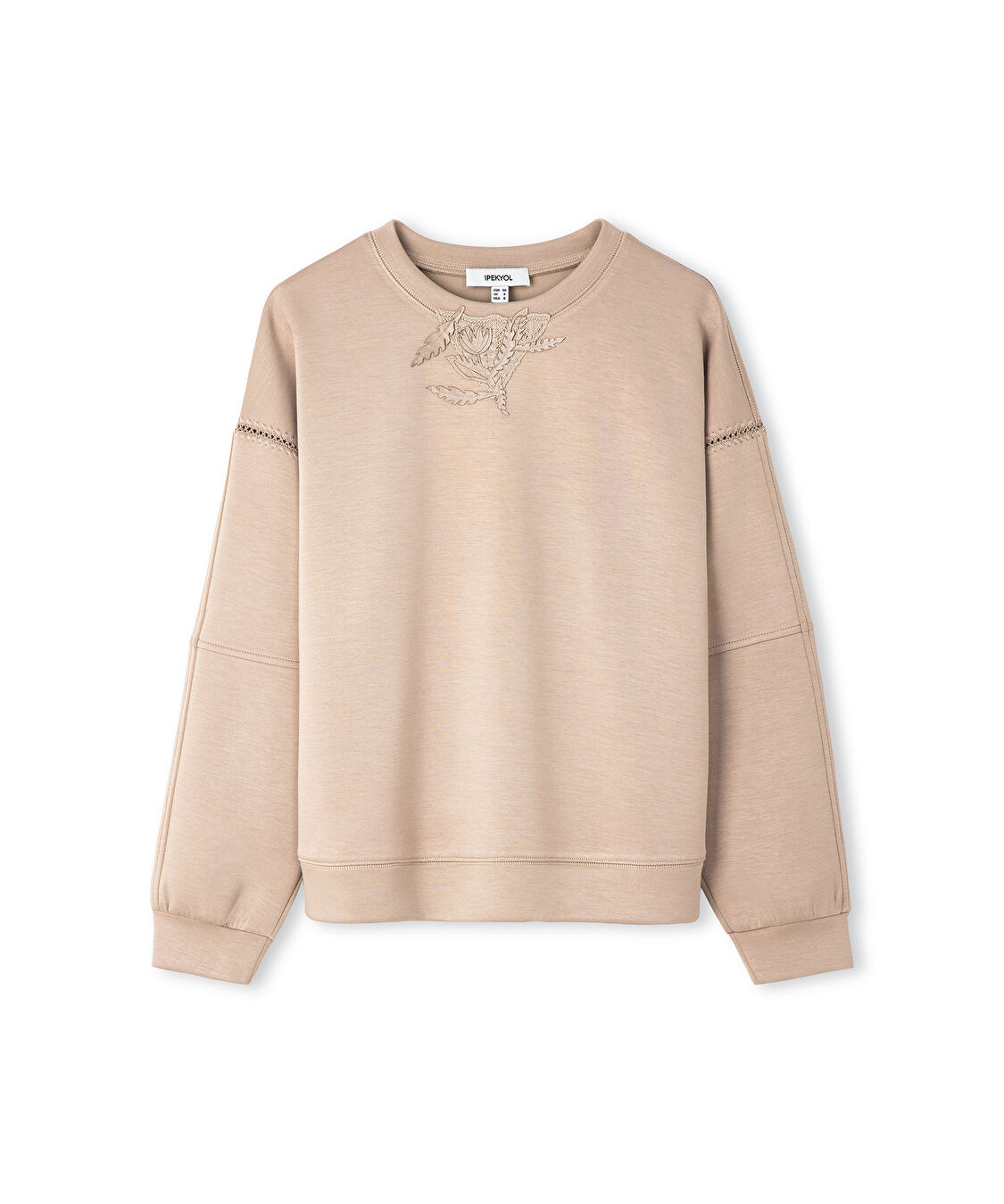 Aplikeli sweatshirt - IS1260091016003 - Natürel Sweatshırt