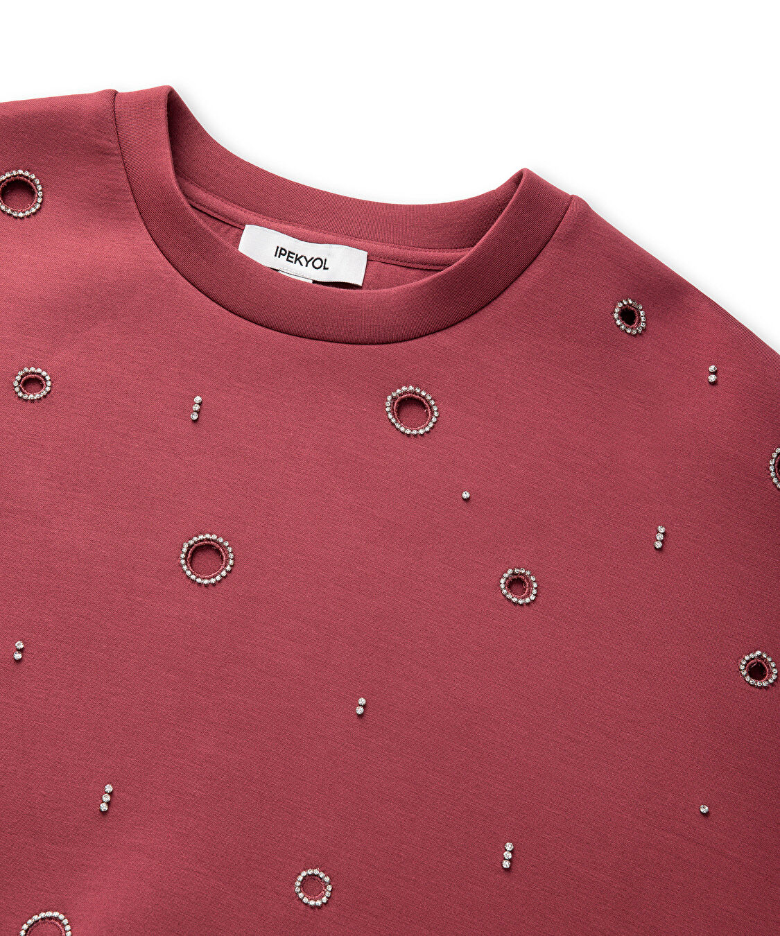Strass taşlı cutout sweatshirt - IS1260091021026 - Gülkurusu Sweatshırt