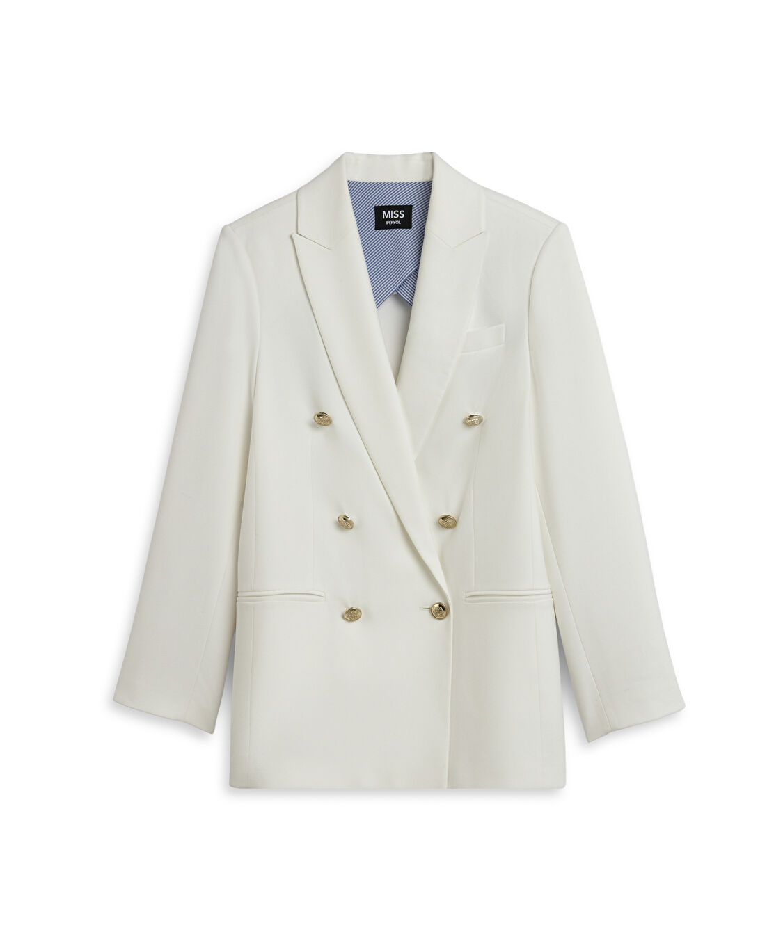 Vatkalı kruvaze blazer  - IS1260106008096 - Kırık Beyaz Blazer