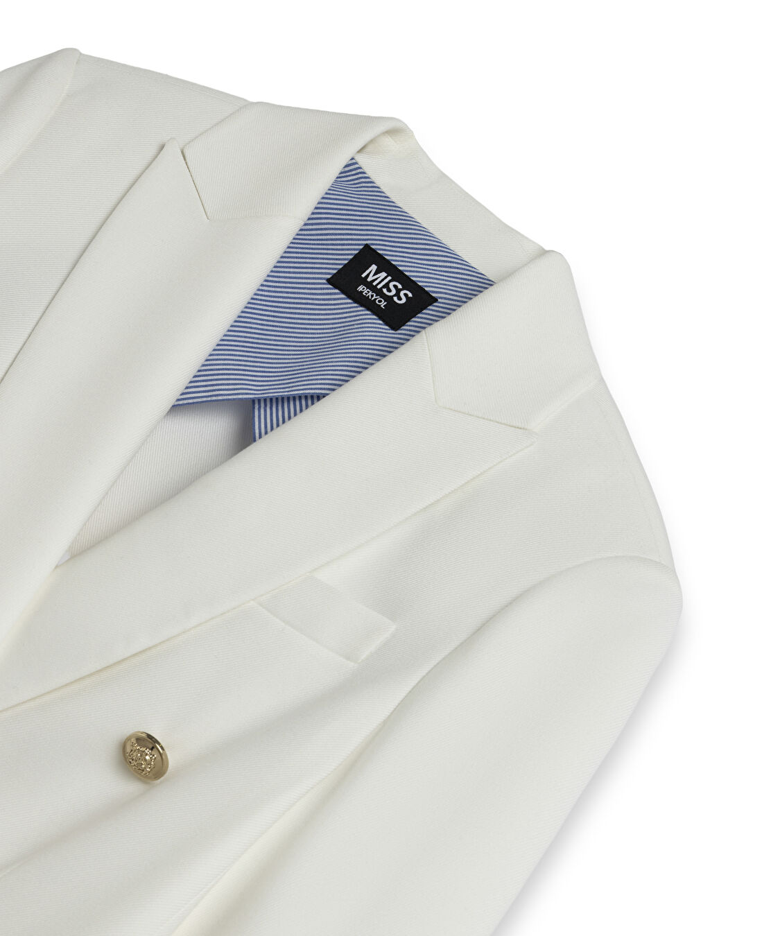 Vatkalı kruvaze blazer  - IS1260106008096 - Kırık Beyaz Blazer