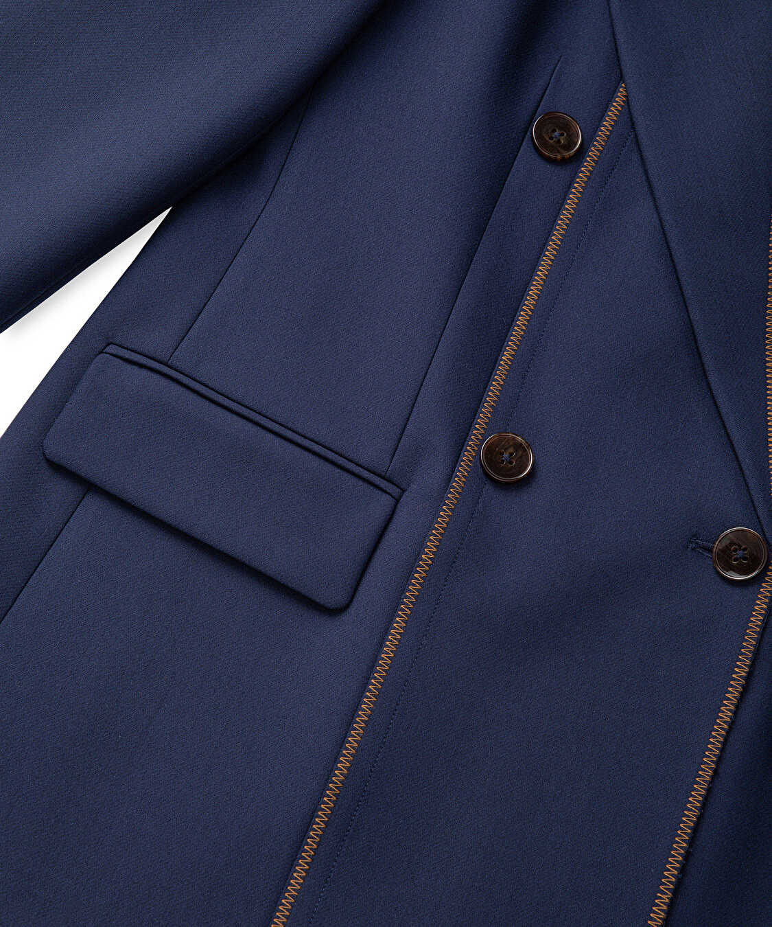 Kontrast dikişli kruvaze blazer - IS1260106018015 - Lacivert Blazer