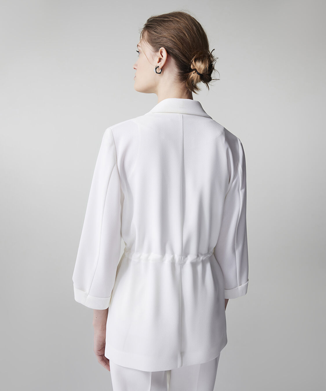 Belden bağlamalı blazer - IS1260106026018 - Ekru Blazer