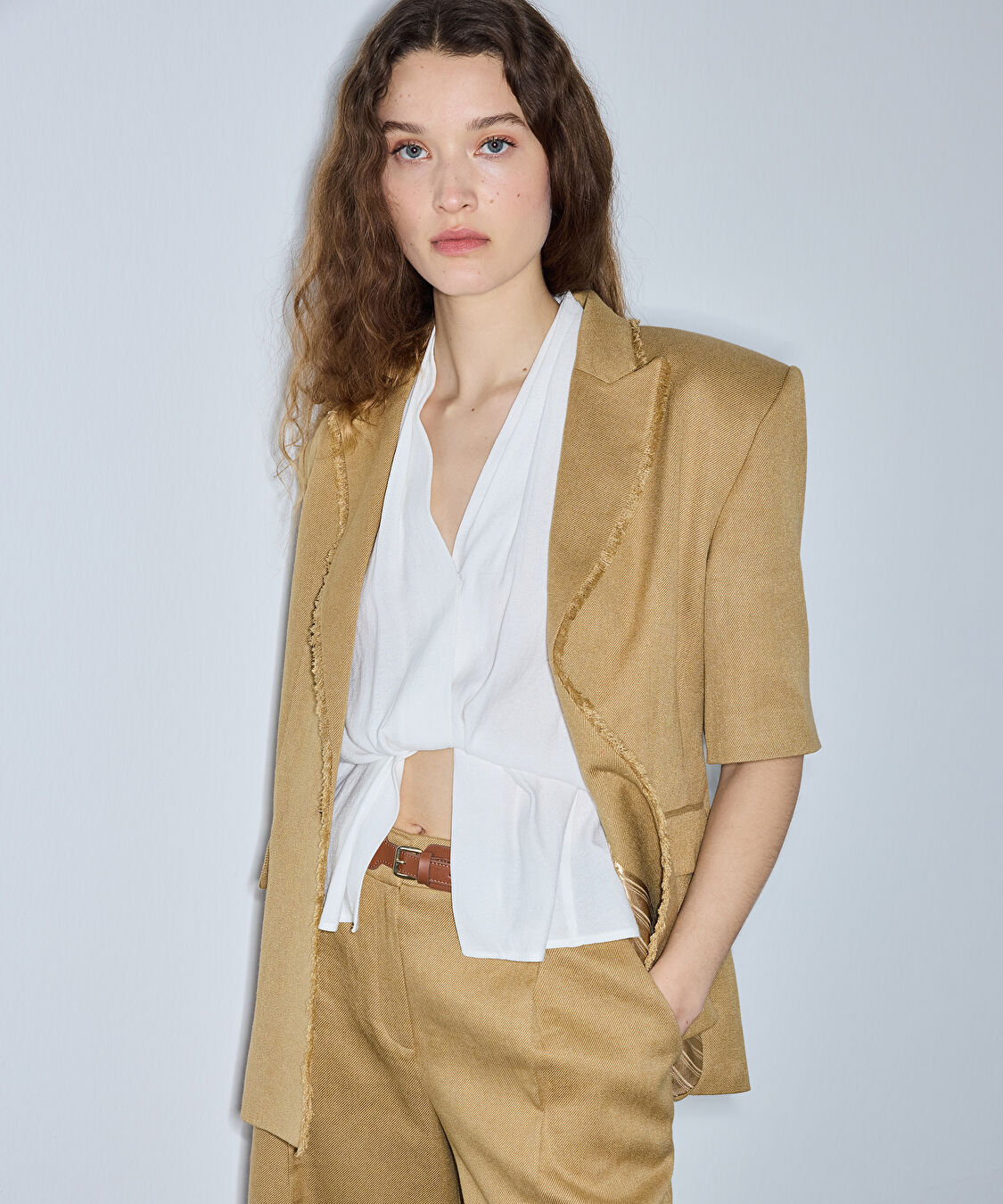 Püskül şeritli blazer - IS1260106031AD4 - Açık Natürel Blazer