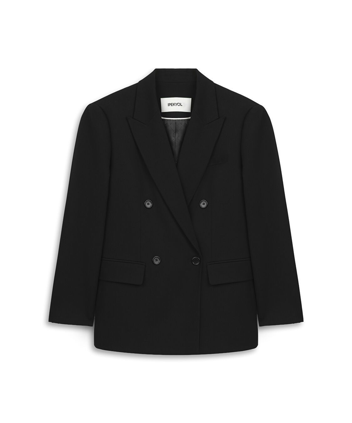 Vatkalı kruvaze blazer - IS1260106037001 - Siyah Blazer