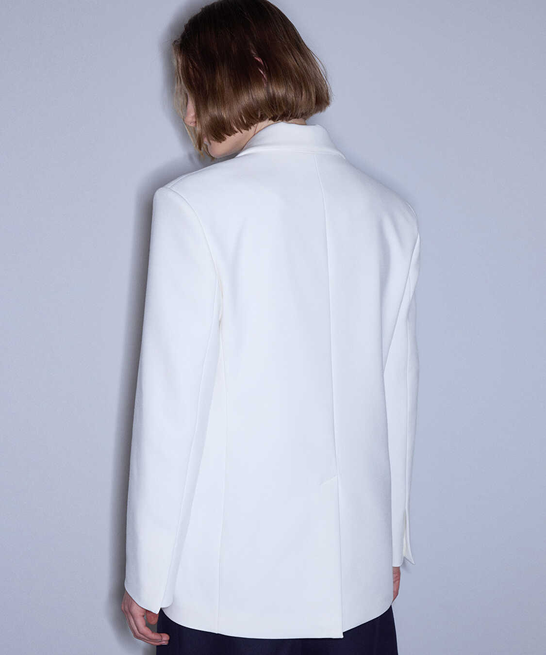 Kontrast düğmeli kruvaze blazer - IS1260106063018 - Ekru Blazer