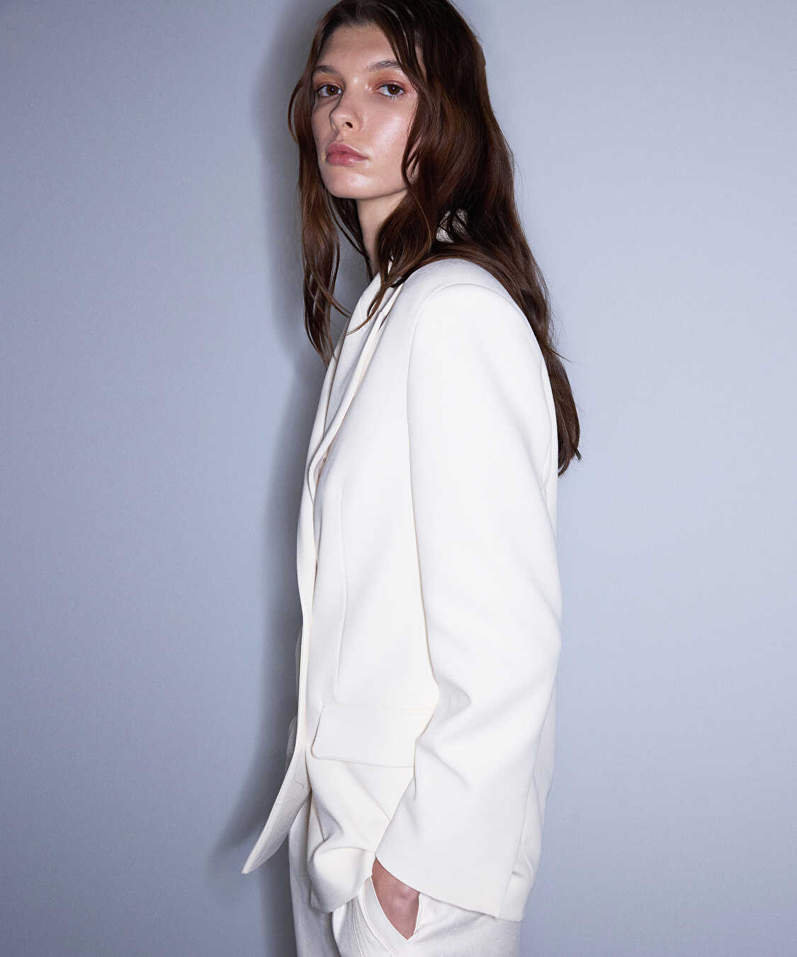 Vatkalı kruvaze blazer - IS1260106064AB1 - Yağ Blazer