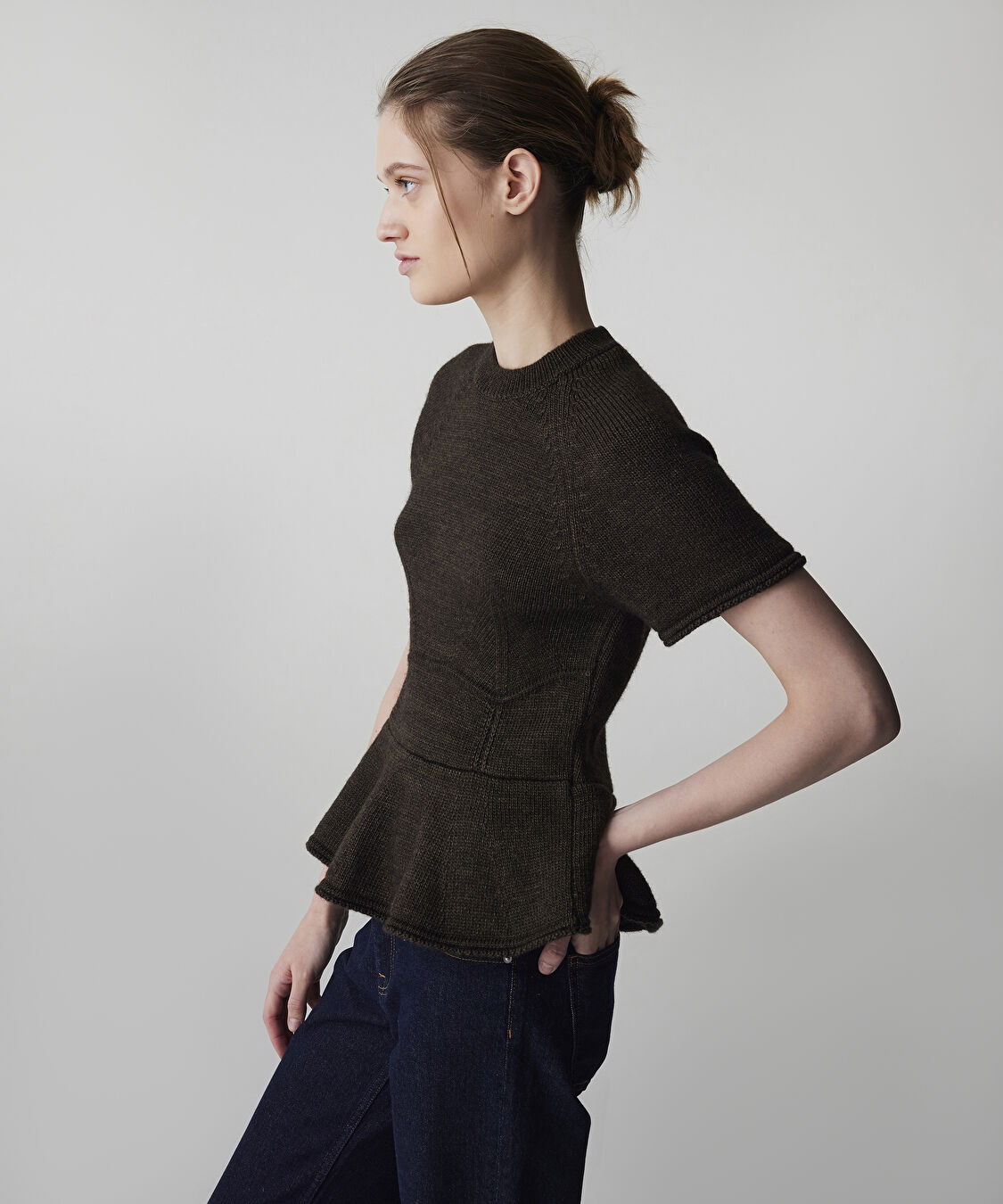 Peplum triko - IW6250050586022 - Haki Triko