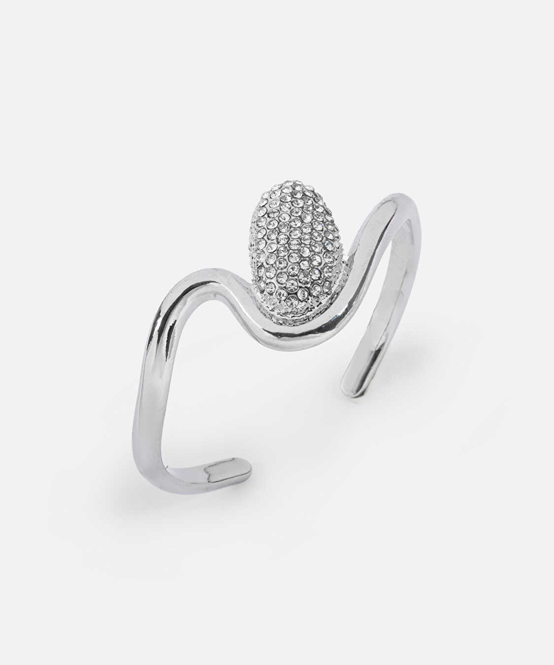 Strass taşlı metal bileklik - IS1260061044122 - Gümüş Bilezik