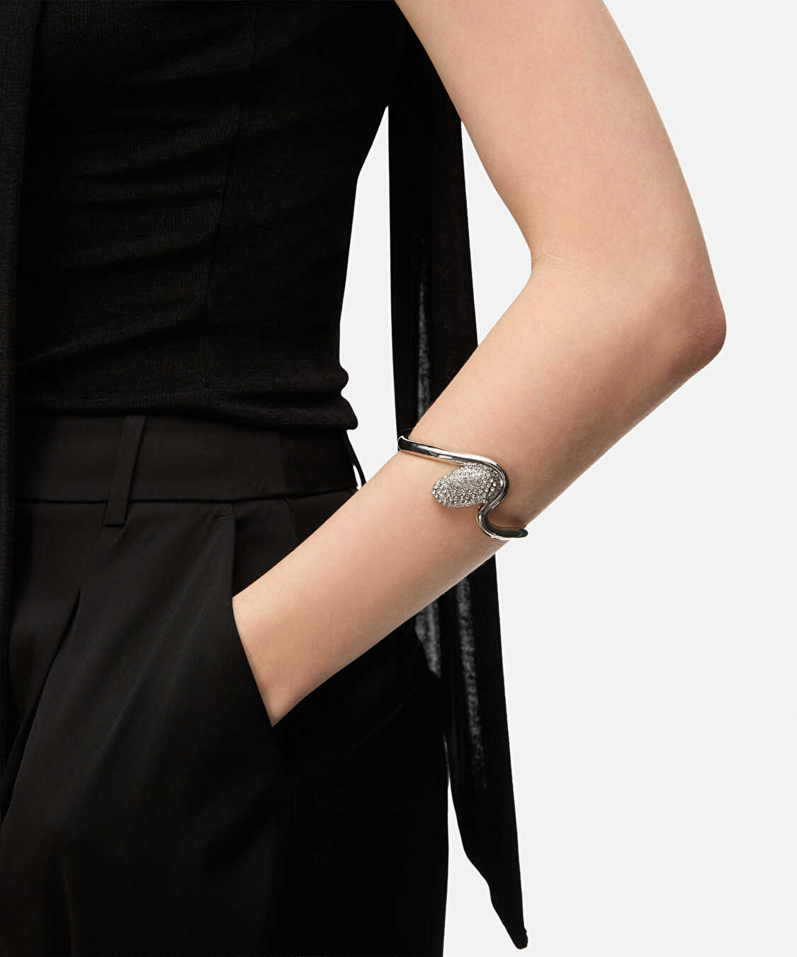 Strass taşlı metal bileklik - IS1260061044122 - Gümüş Bilezik