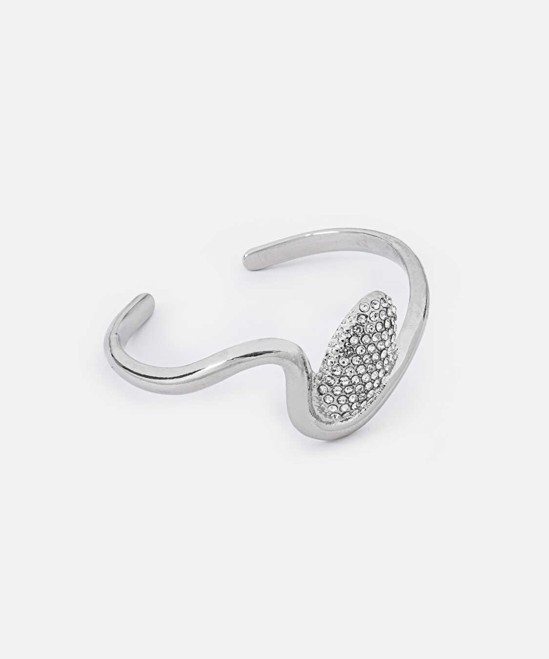 Strass taşlı metal bileklik - IS1260061044122 - Gümüş Bilezik
