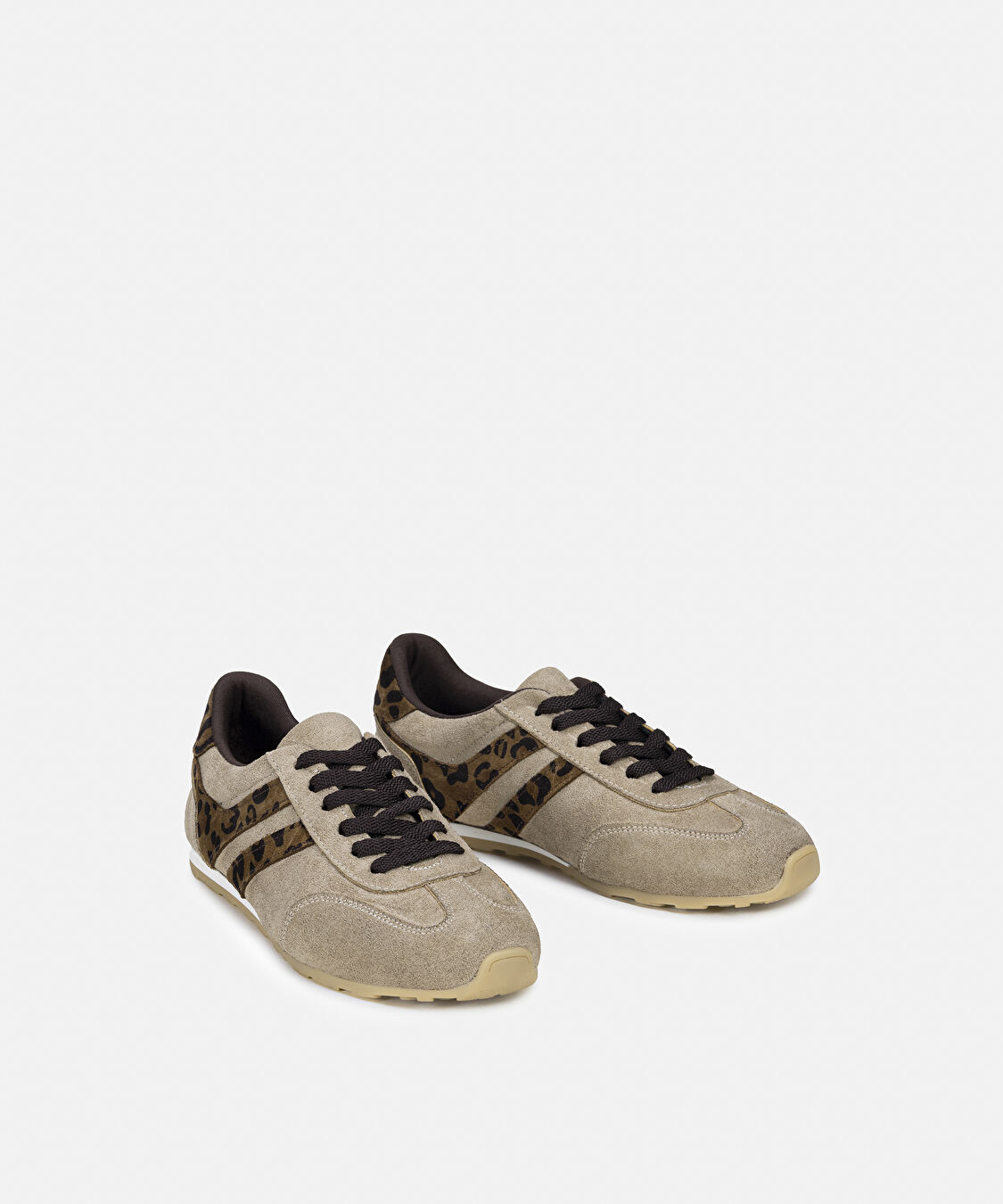 Desen mix deri sneaker - IS1260062005023 - Bej Sneaker