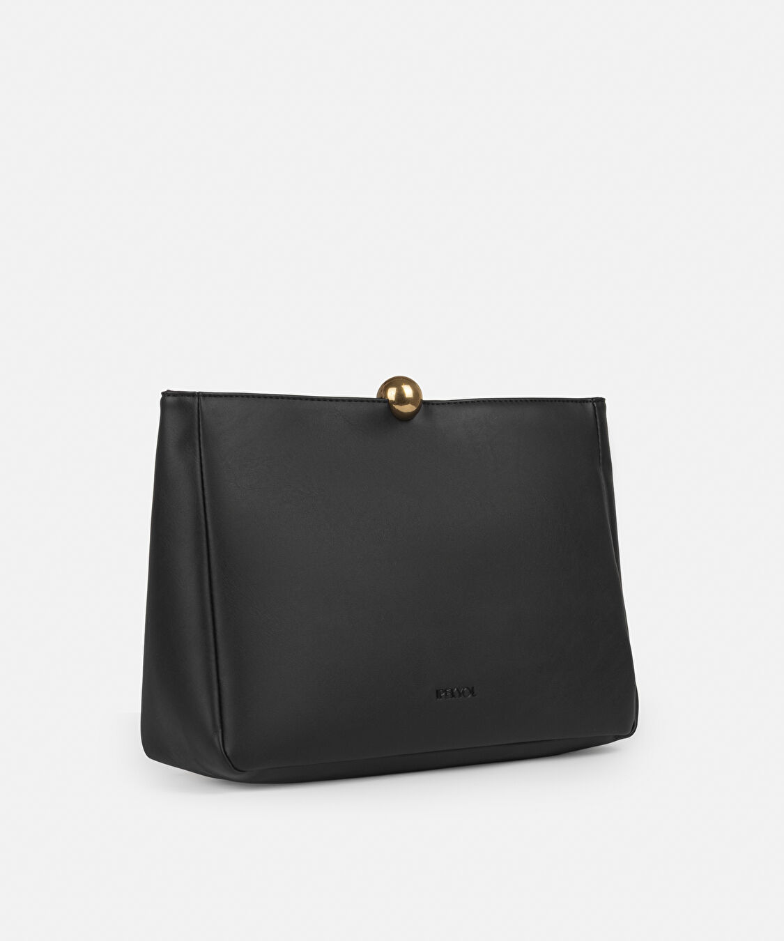 Metal tokalı deri görünümlü clutch - IS1260121003001 - Siyah Clutch