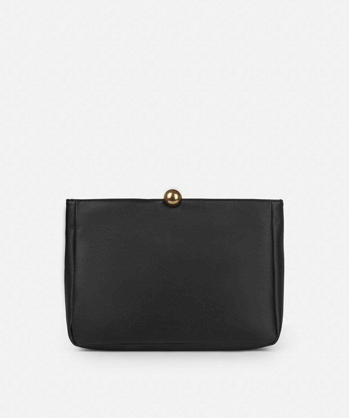 Metal tokalı deri görünümlü clutch - IS1260121003001 - Siyah Clutch