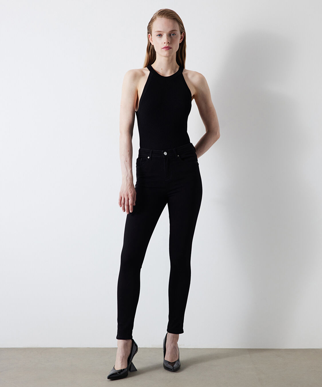 Skinny fit jean pantolon - I00000018003001 - Siyah Jean Pantolon