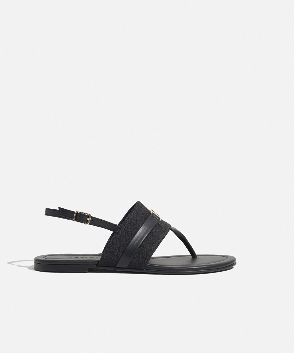 Metal tokalı monogram jakarlı sandalet - I00000033004001 - Siyah Sandalet