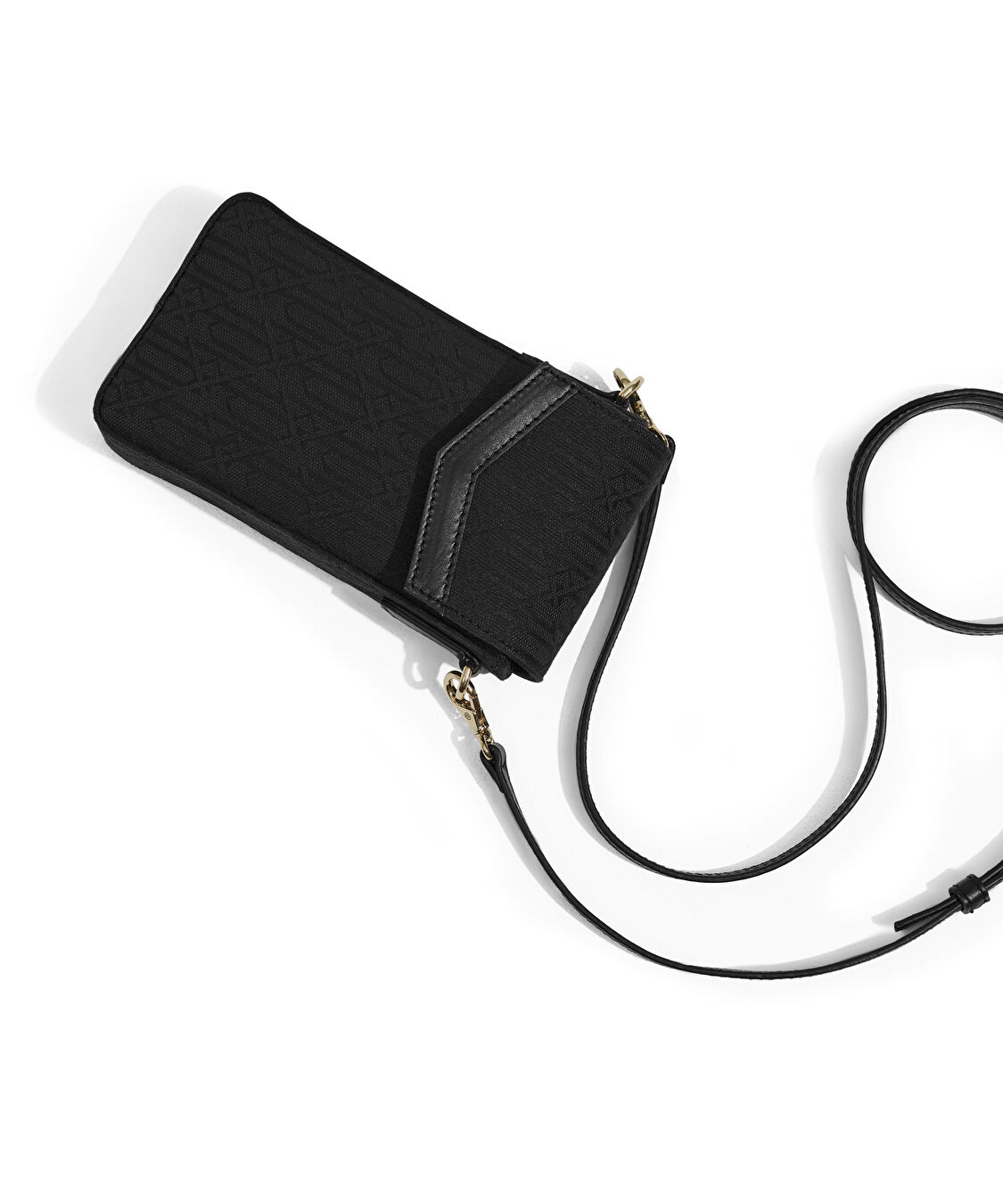 Monogram jakarlı telefon çantası - I00000052066001 - Siyah Çanta