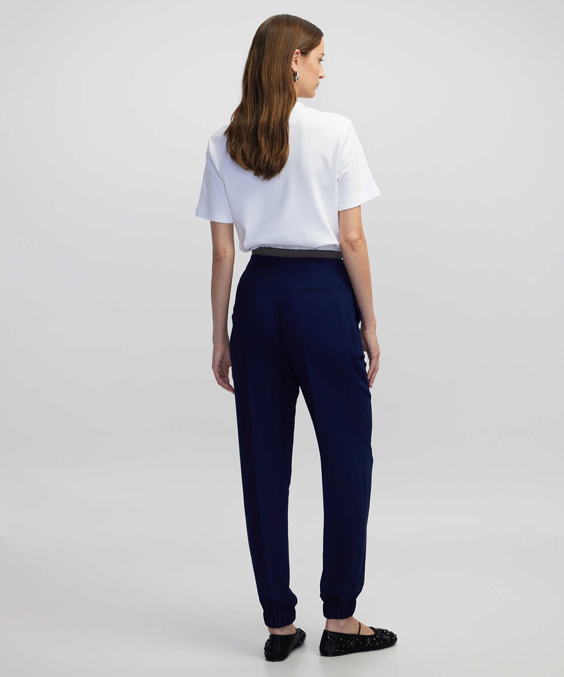 İpekyol Lacivert Teknik kumaş mix jogger pantolon görsel 3