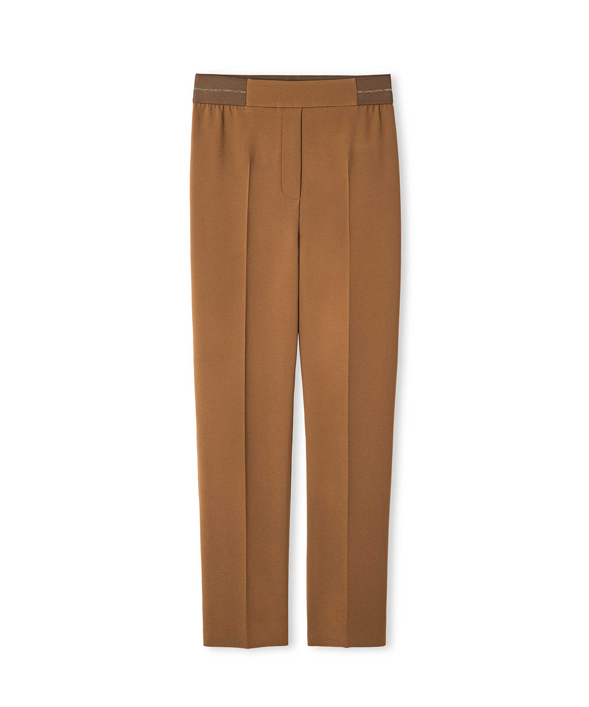 İpekyol Kahverengi Parlak şeritli skinny fit pantolon görsel 4