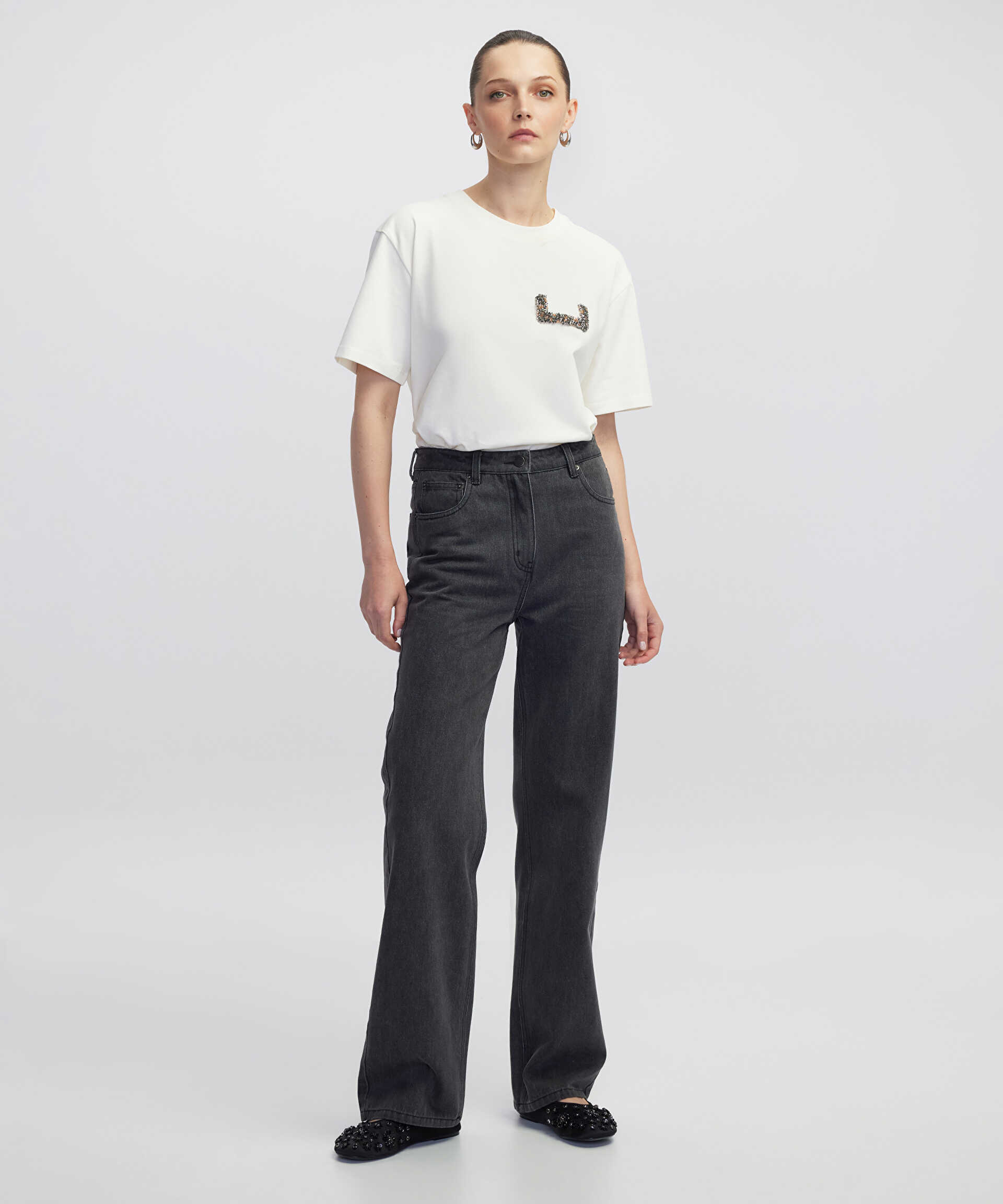 İpekyol Antrasit Straight fit jean pantolon