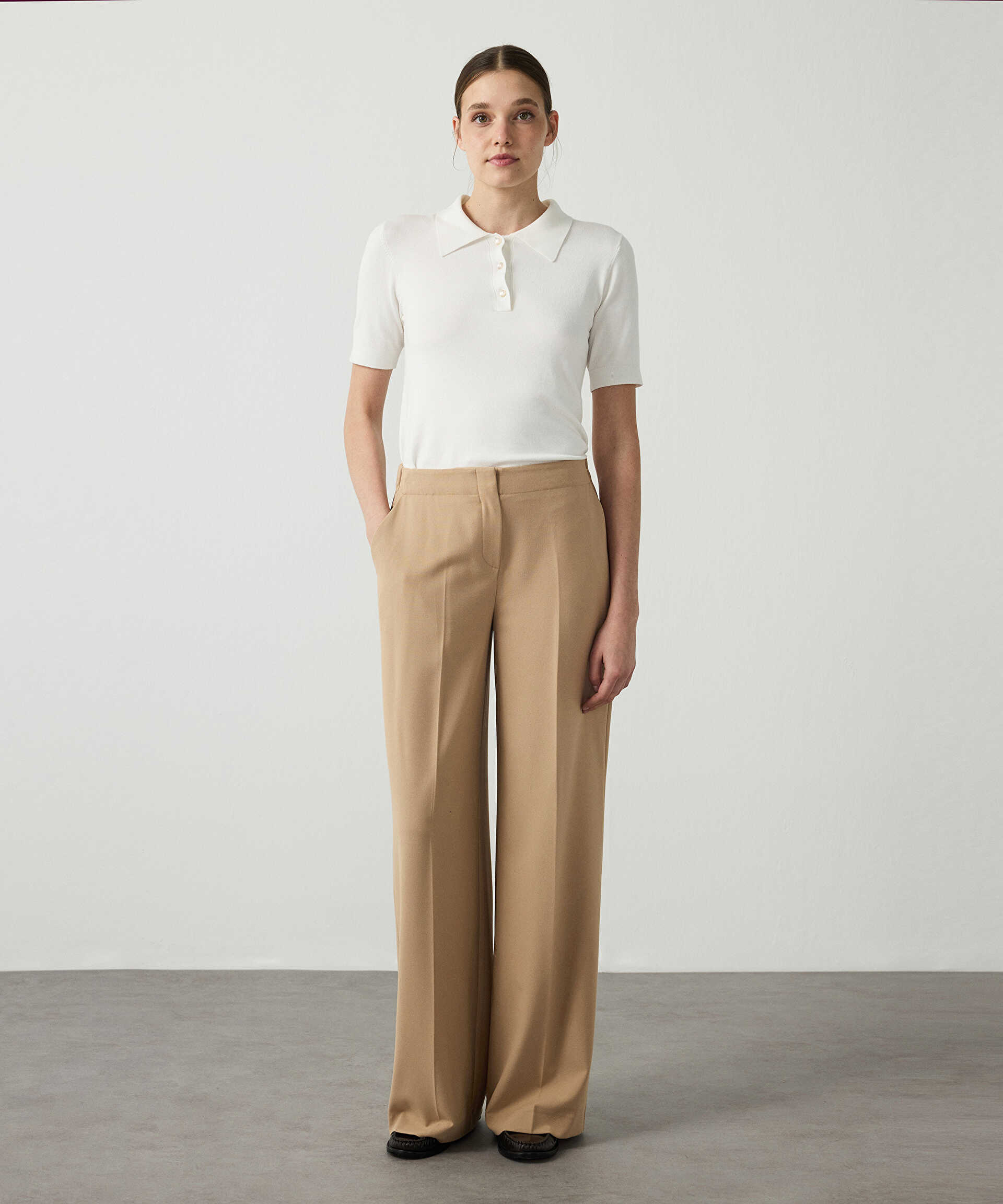 Miss İpekyol Kahverengi Wide leg fit pantolon