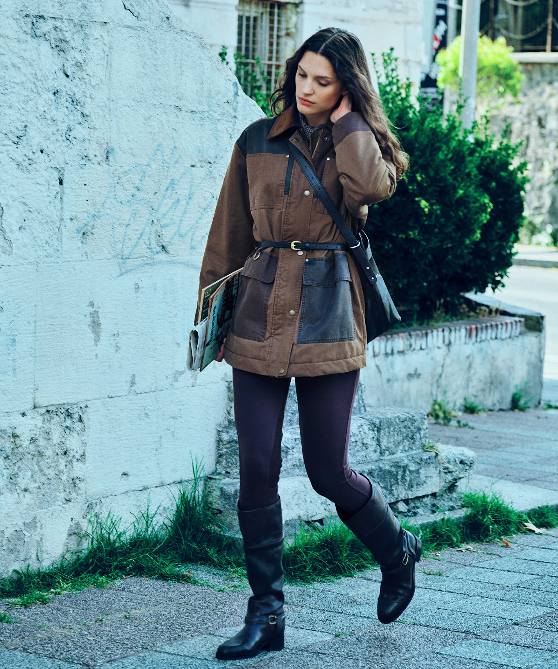 İpekyol Kahverengi Kumaş mix skinny pantolon