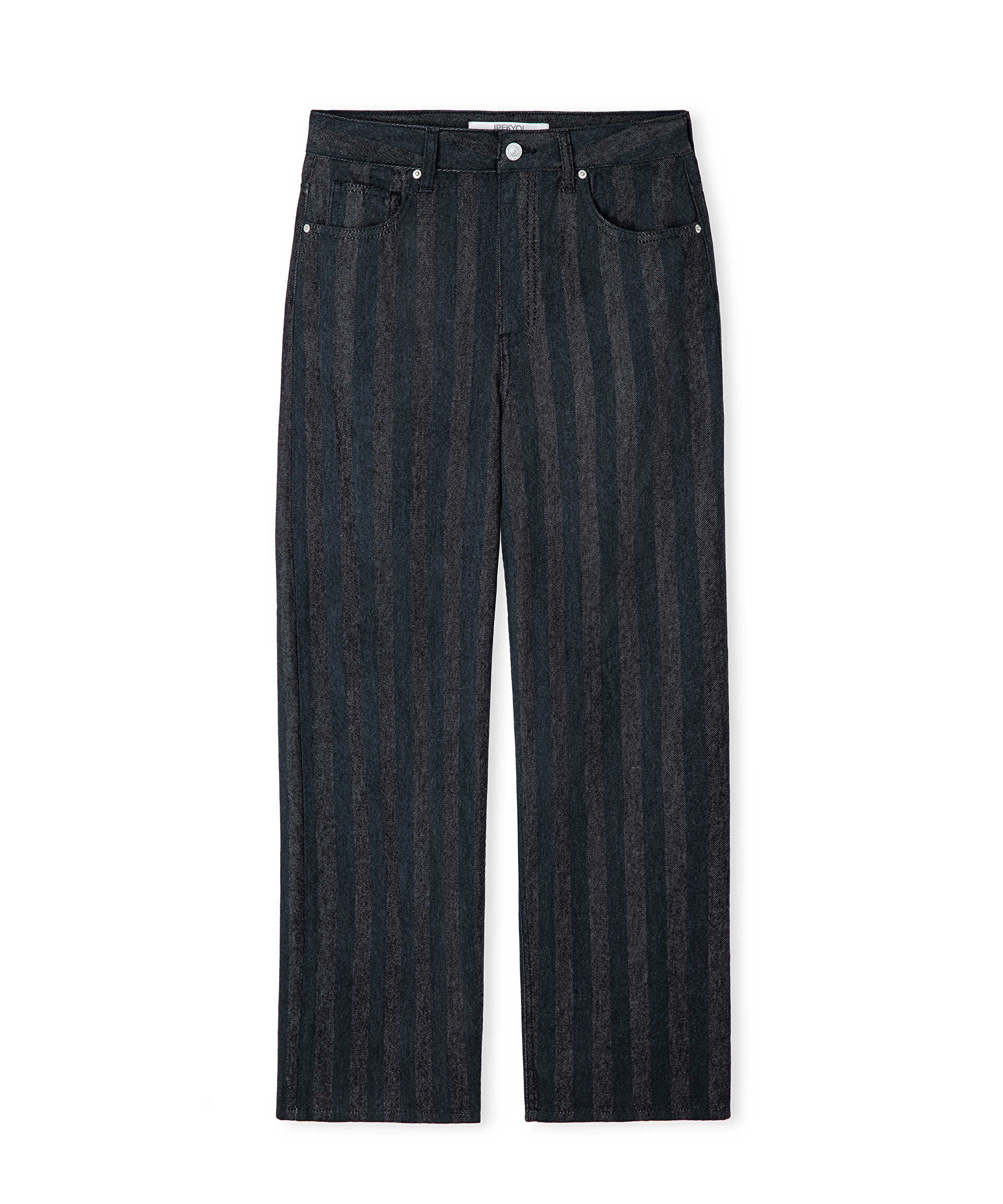İpekyol Siyah Çizgi desen barrel fit jean pantolon görsel 5