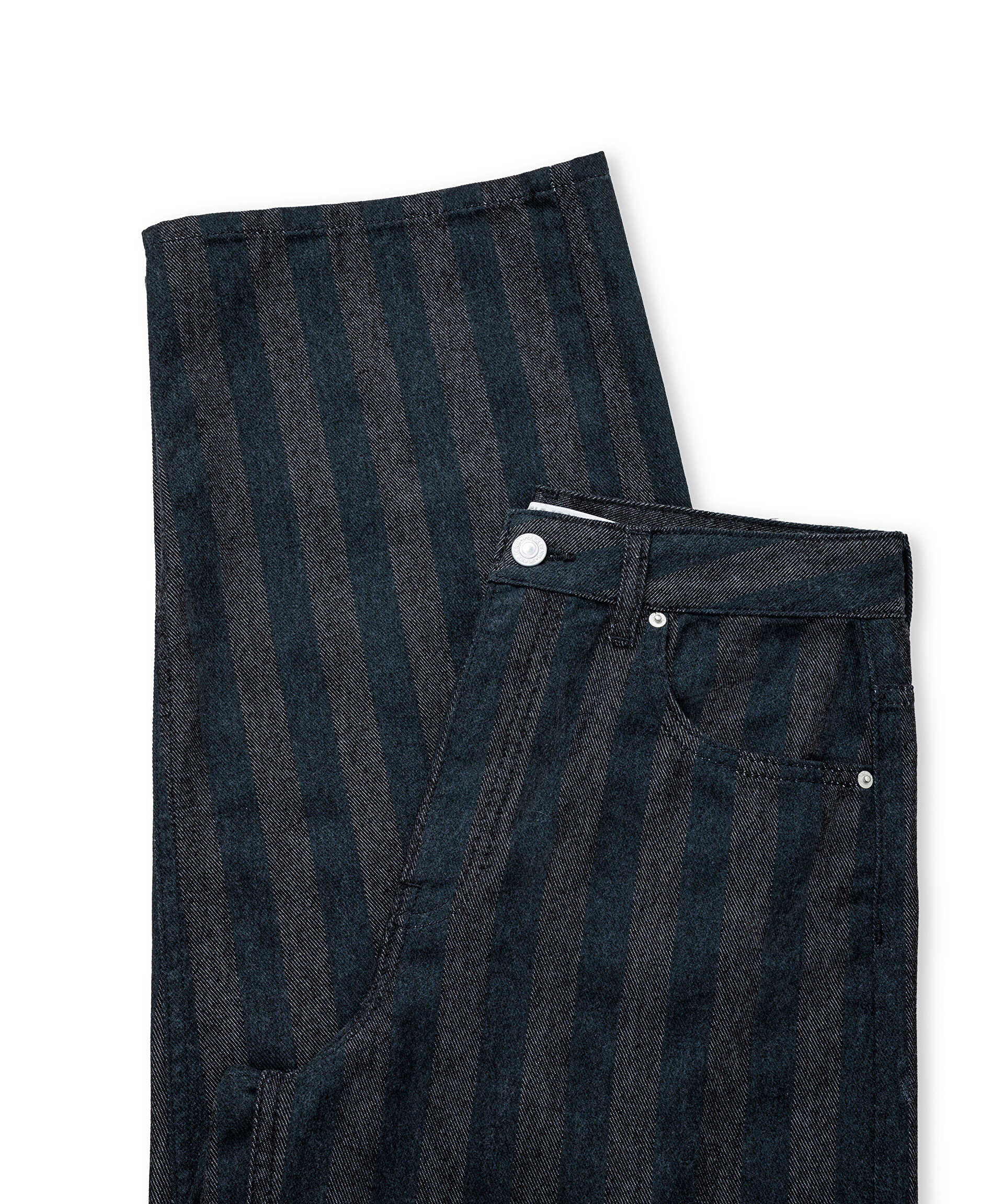 İpekyol Siyah Çizgi desen barrel fit jean pantolon görsel 6