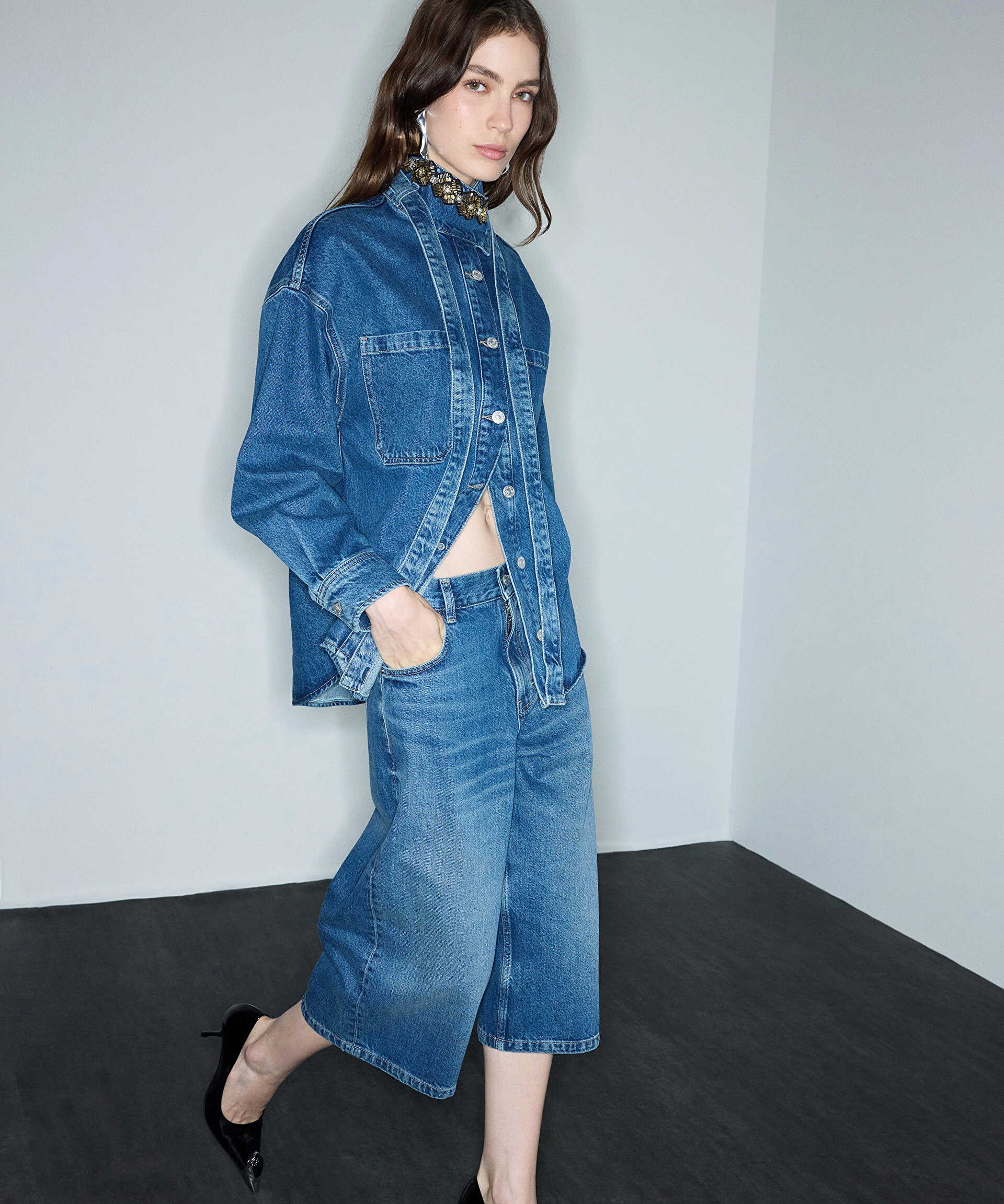 İpekyol Mavi Denim bermuda