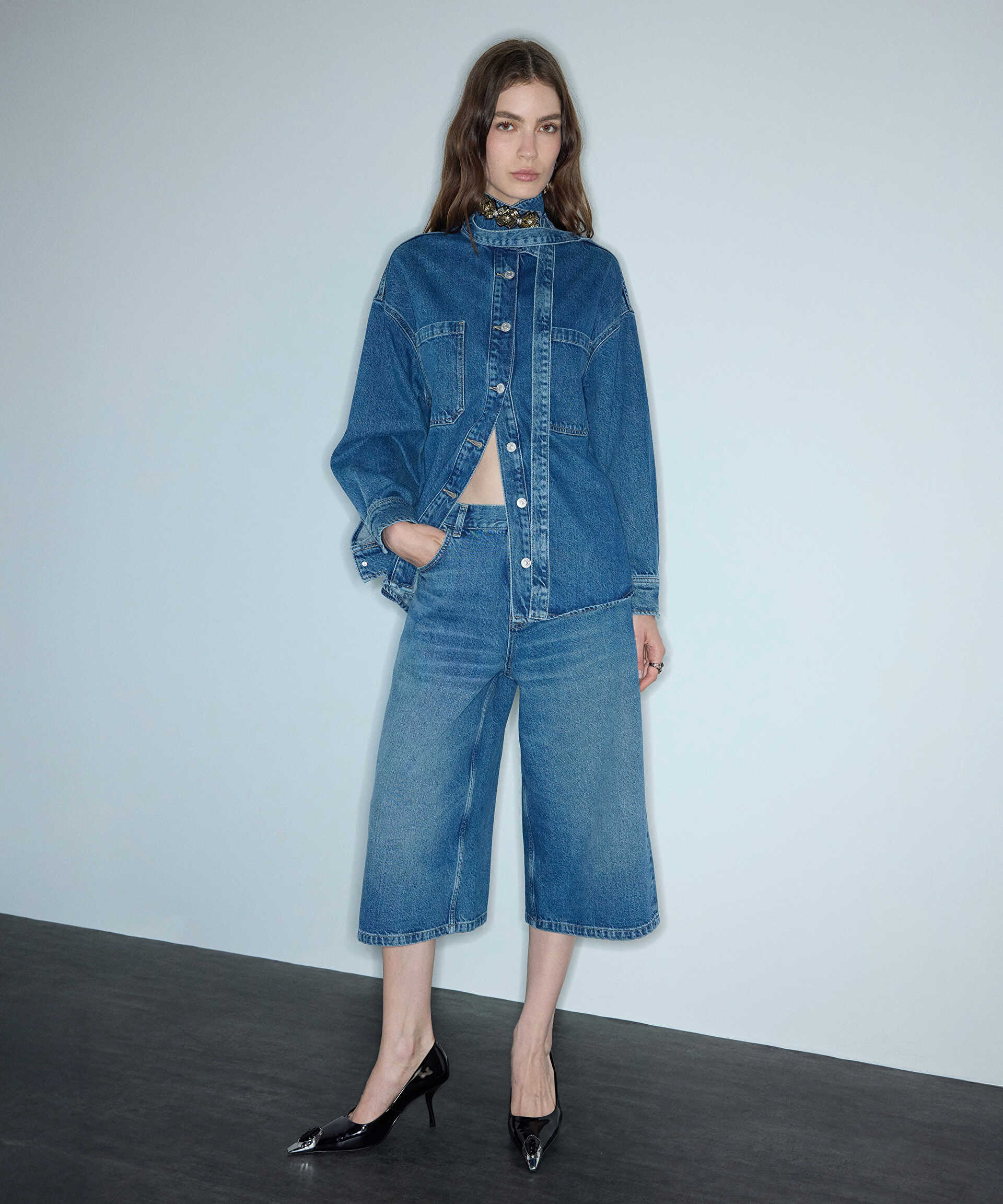 İpekyol Mavi Denim bermuda görsel 2