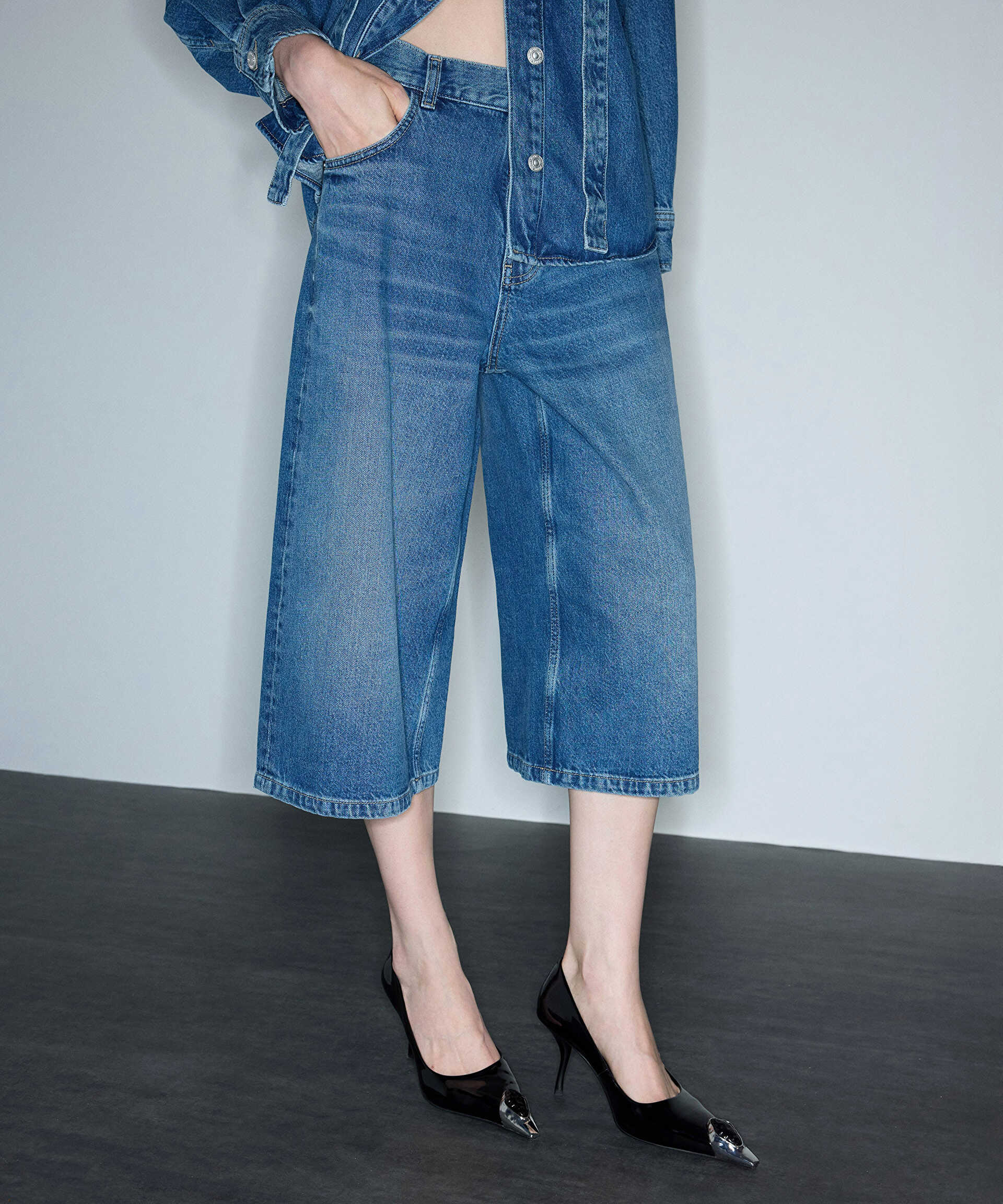 İpekyol Mavi Denim bermuda görsel 3