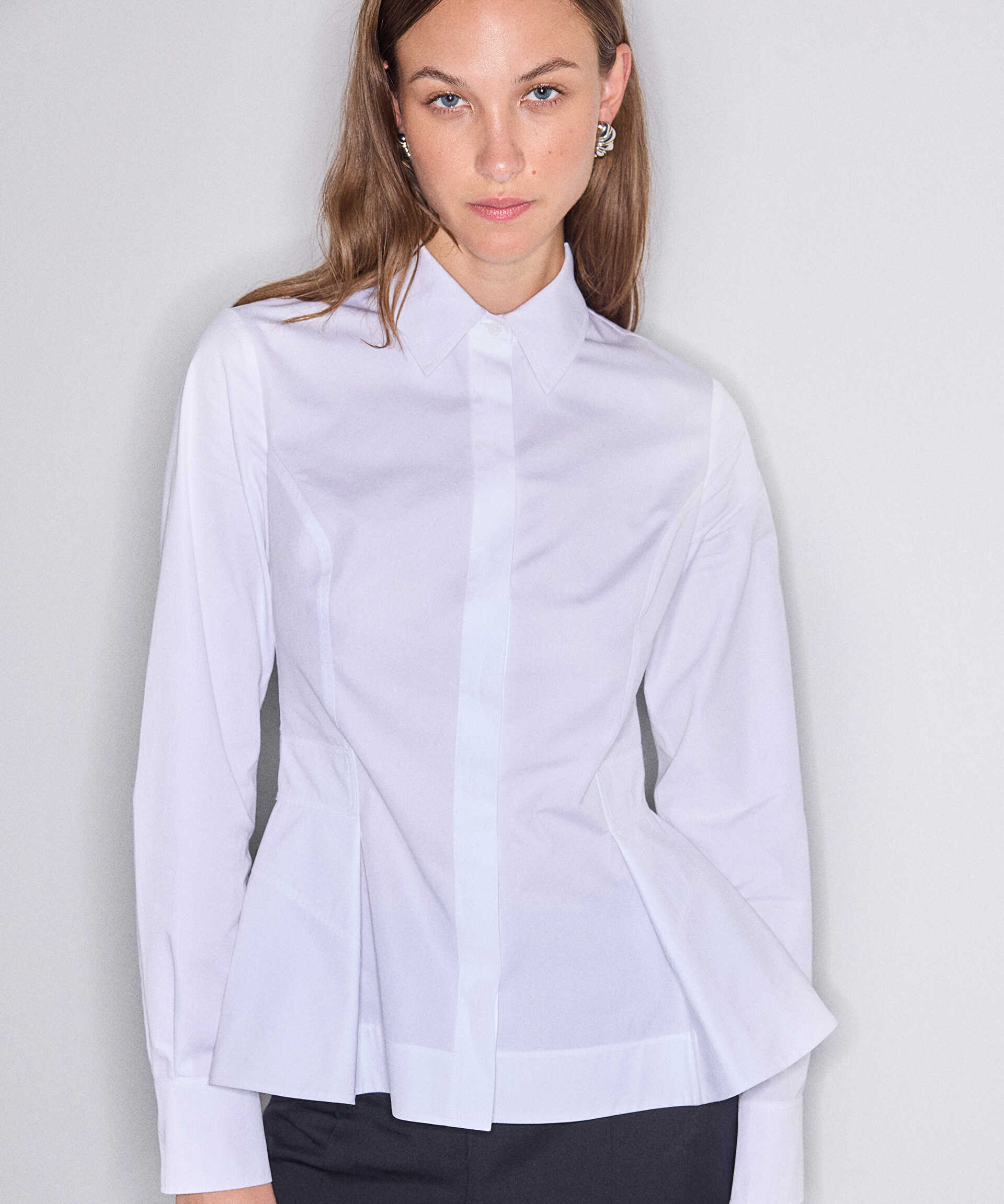 İpekyol Beyaz Poplin peplum gömlek