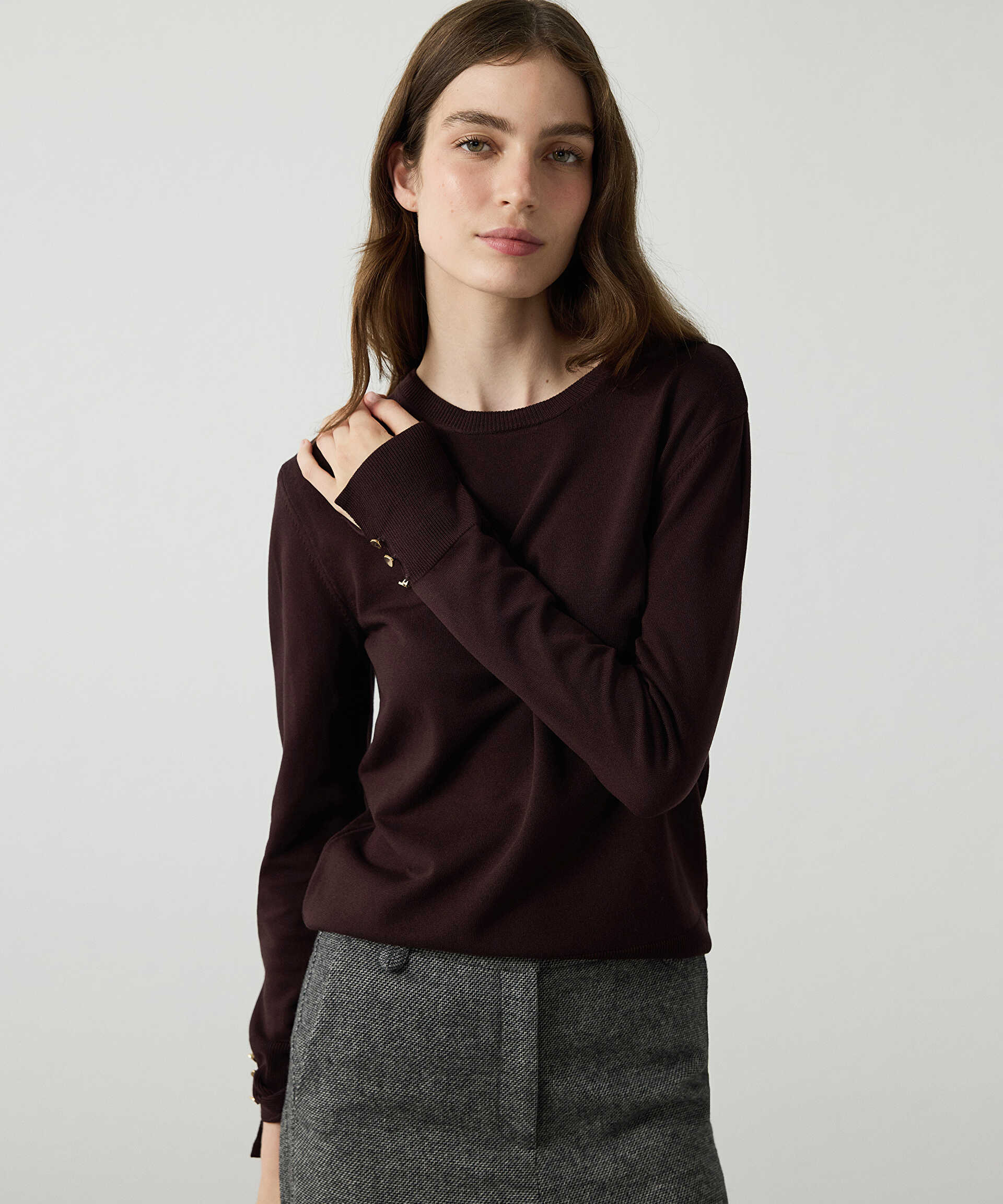 Miss İpekyol Kahverengi Basic triko görsel 2