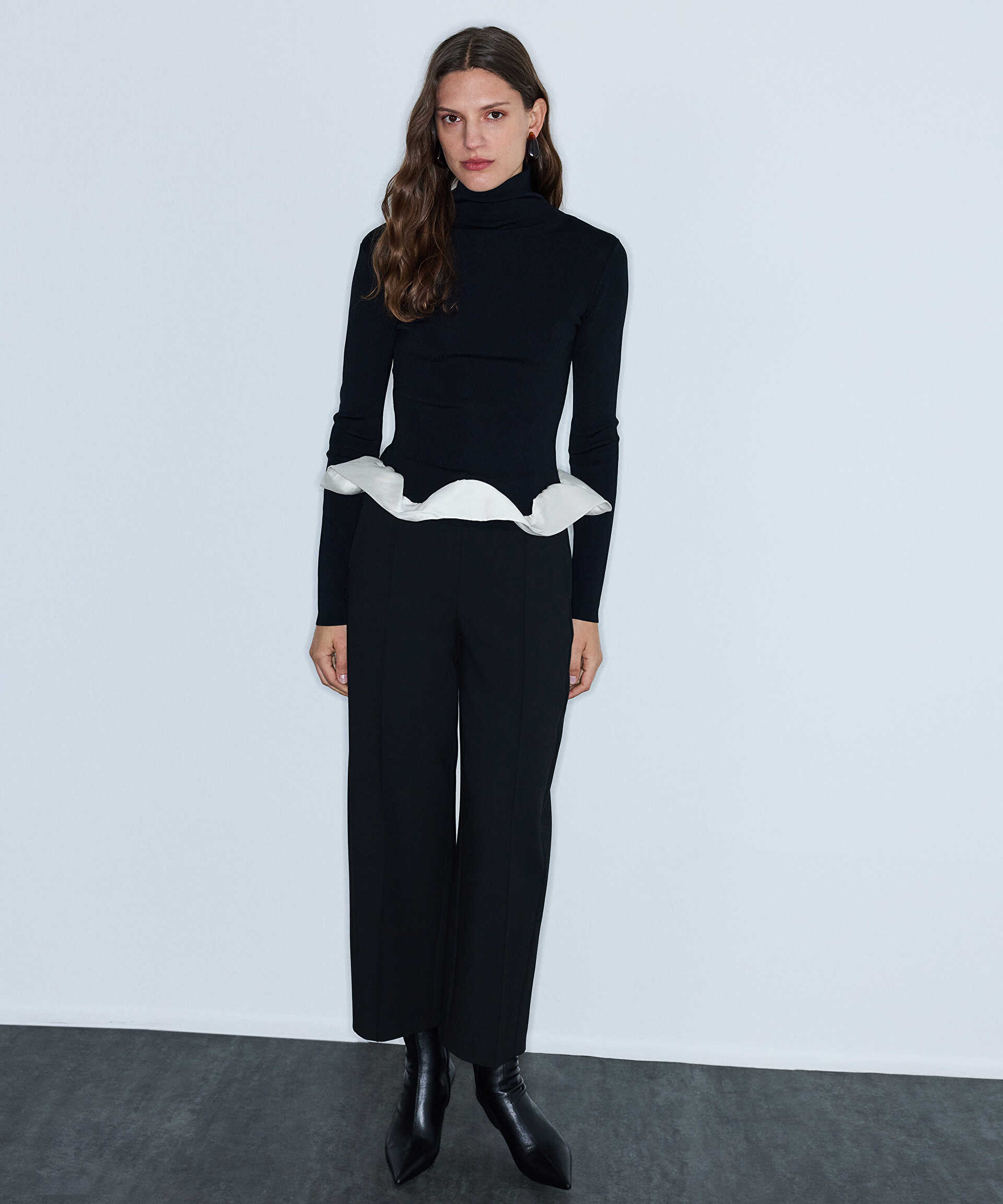 İpekyol Siyah Kumaş mix colorblock triko görsel 4
