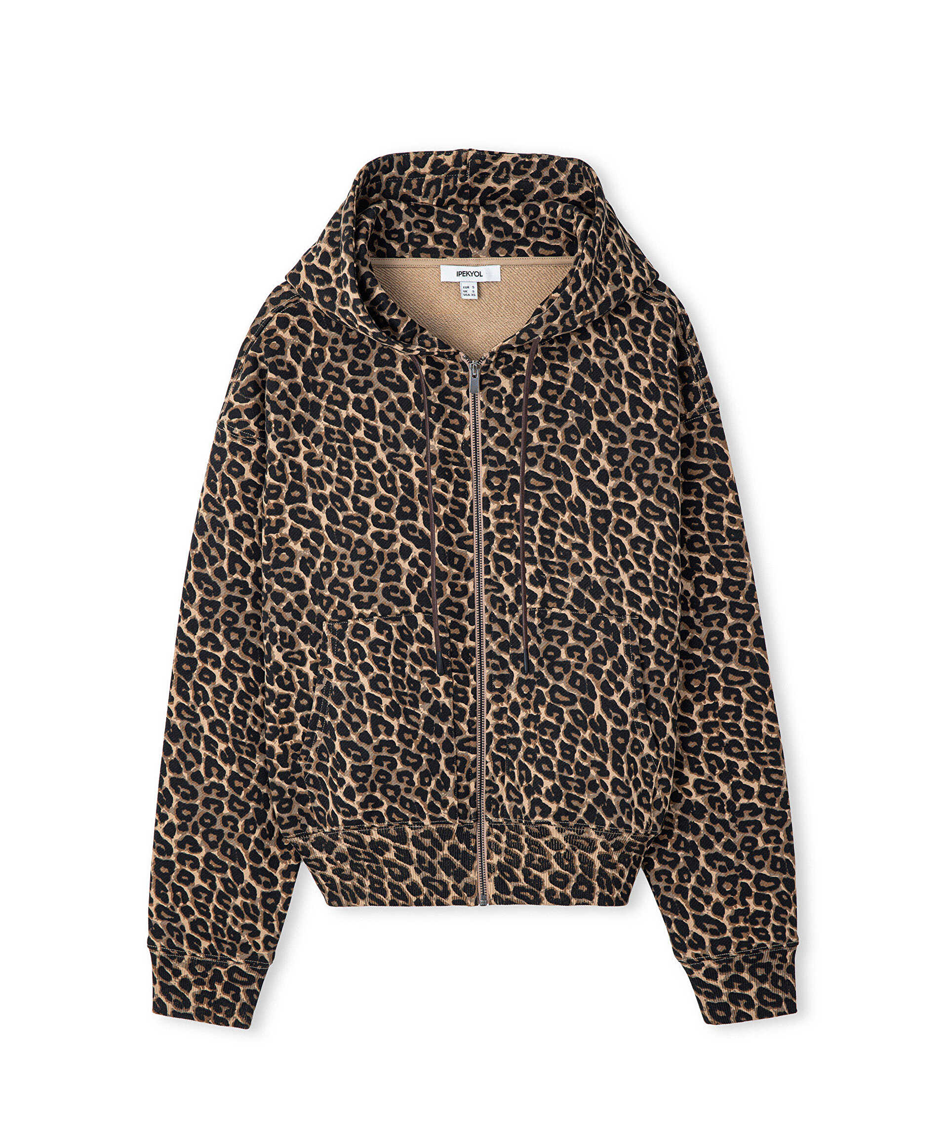 İpekyol Kahverengi Leopar desen oversize sweatshirt görsel 5