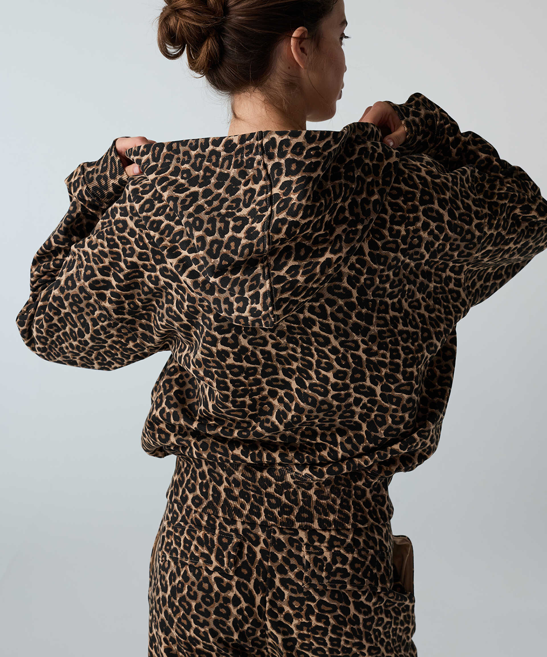 İpekyol Kahverengi Leopar desen oversize sweatshirt görsel 4