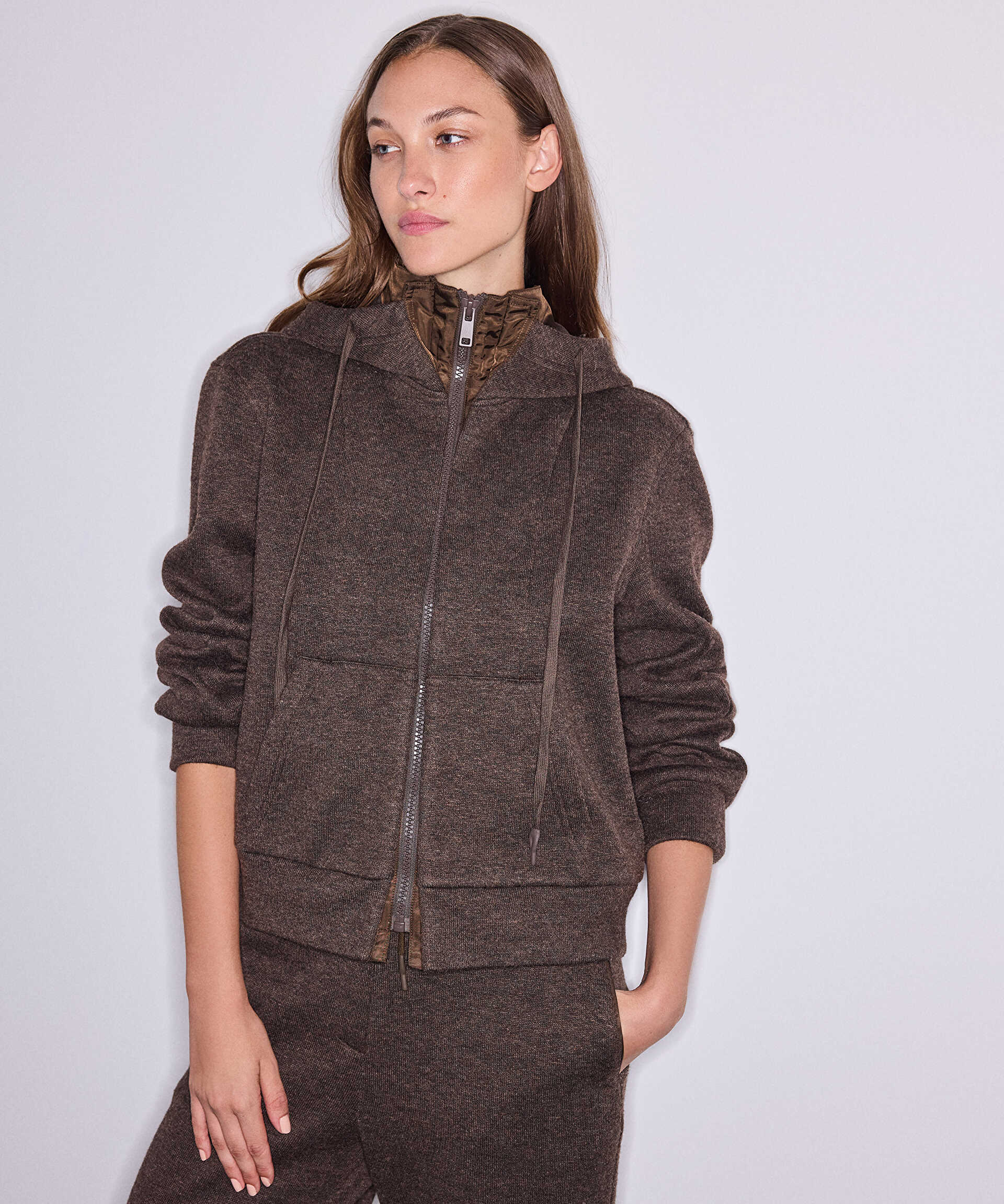 İpekyol Kahverengi Çift parça görünüm sweatshirt görsel 3