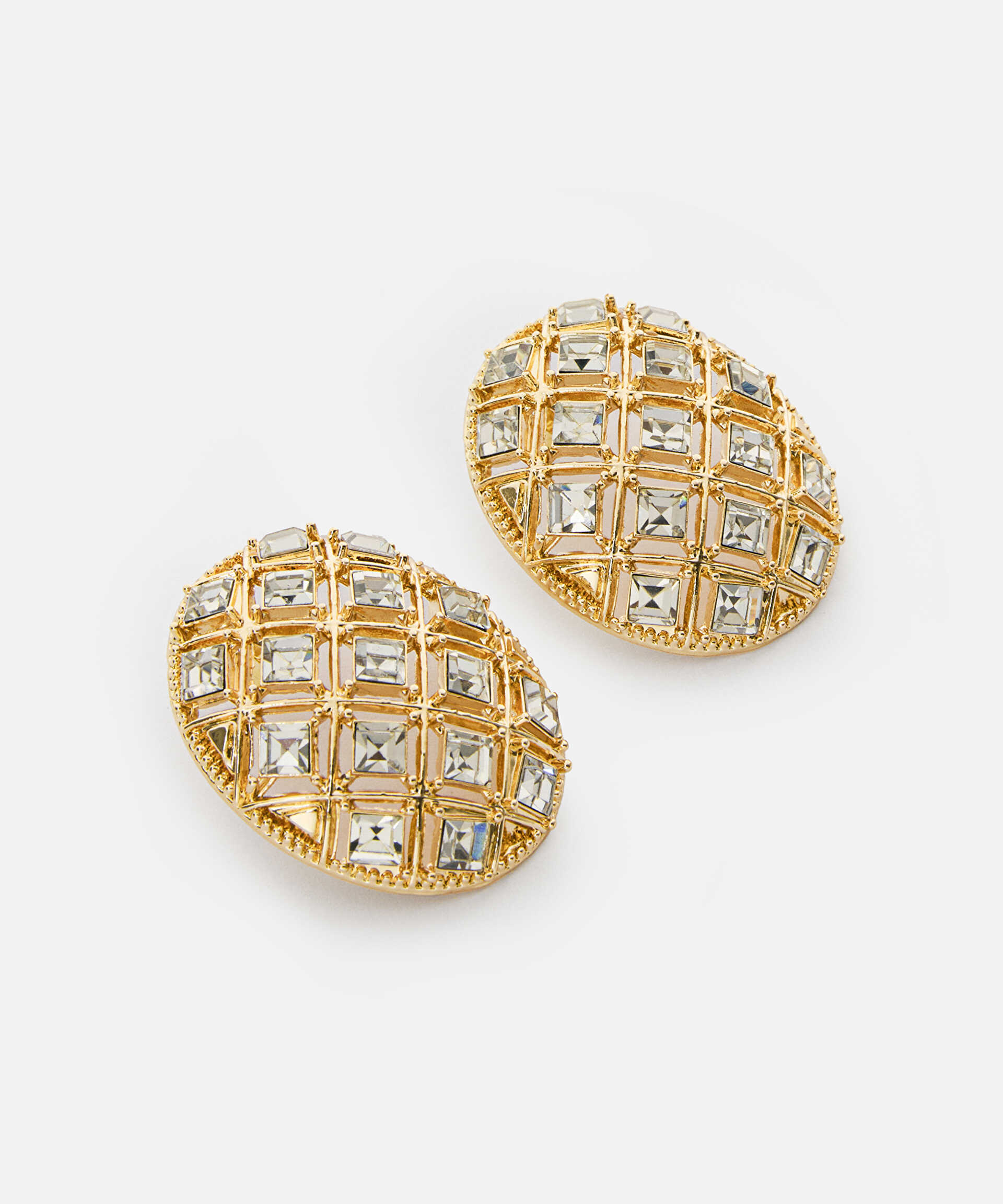 İpekyol Altın Strass taşlı metal küpe görsel 3