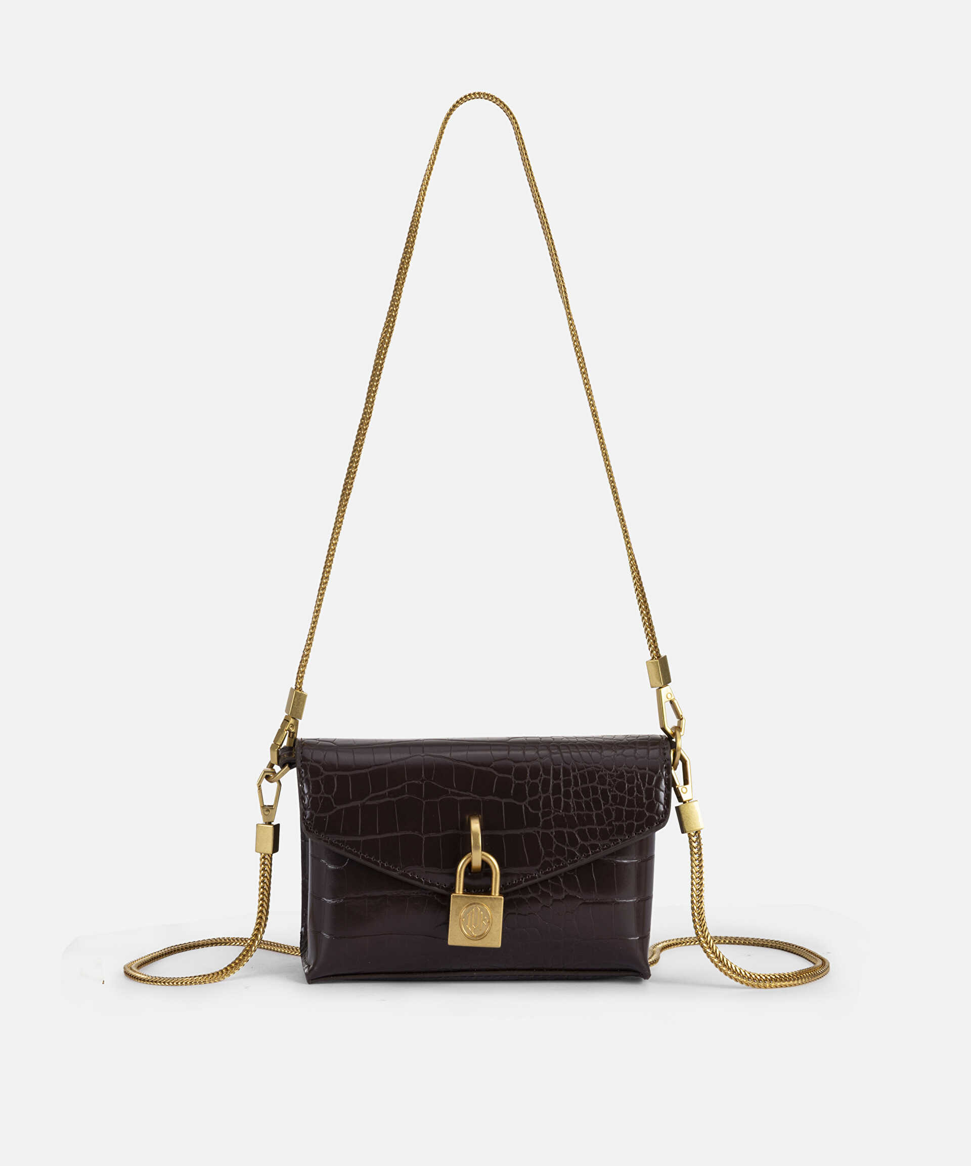 İpekyol Kahverengi Timsah derisi görünümlü clutch