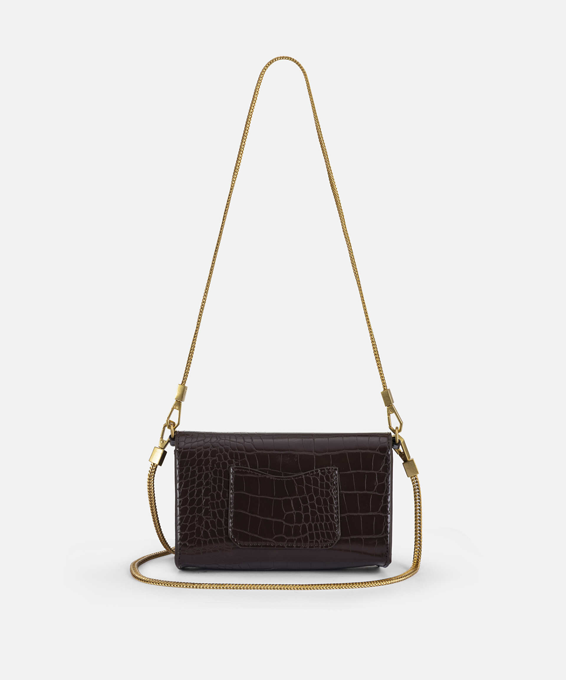 İpekyol Kahverengi Timsah derisi görünümlü clutch görsel 6