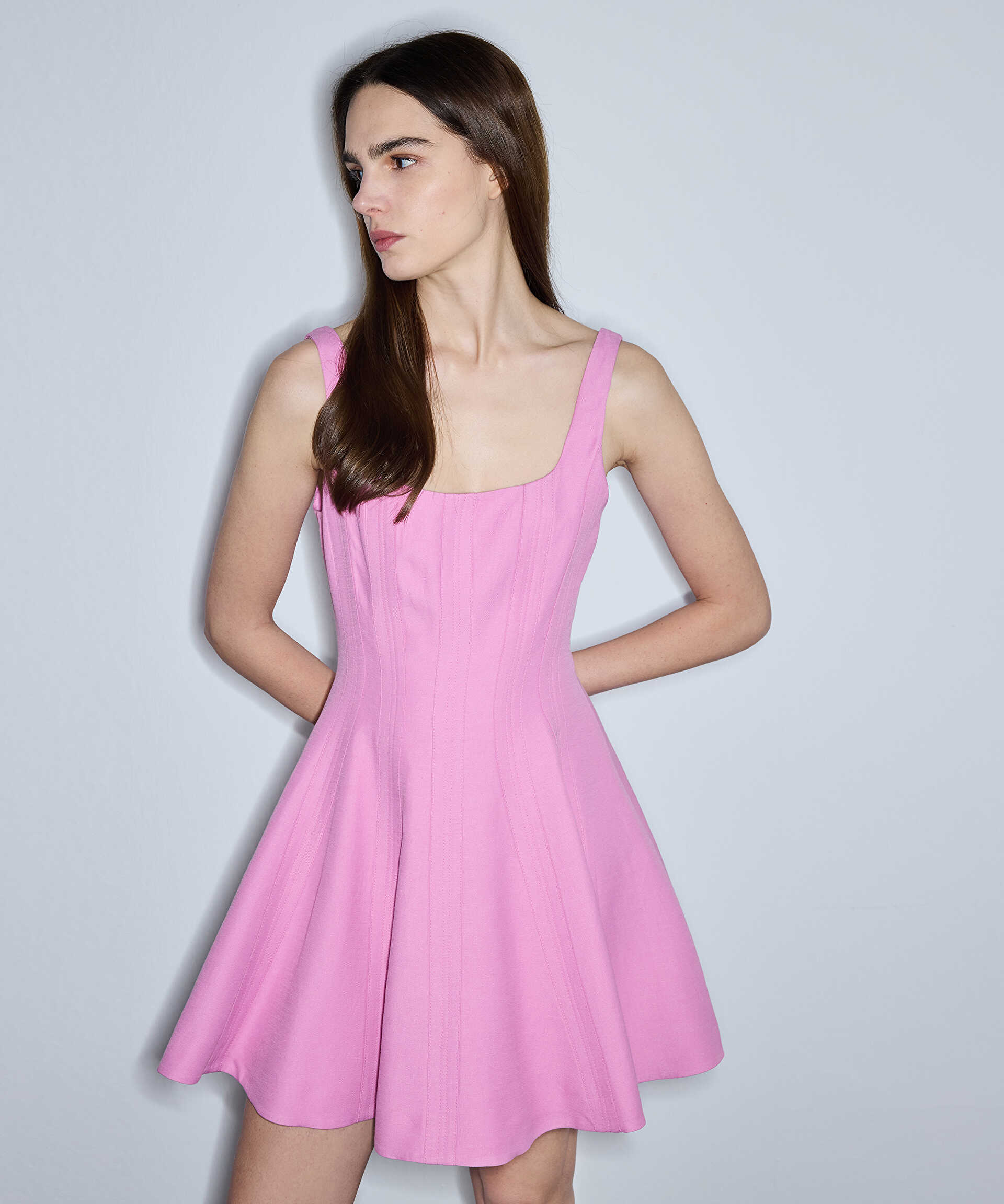 İpekyol Pembe Volanlı mini elbise