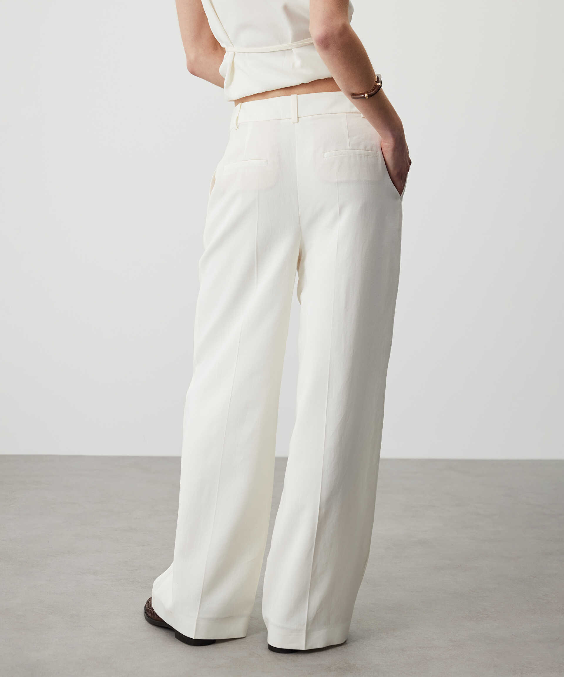 Miss İpekyol Ekru Cepli wide leg pantolon görsel 4