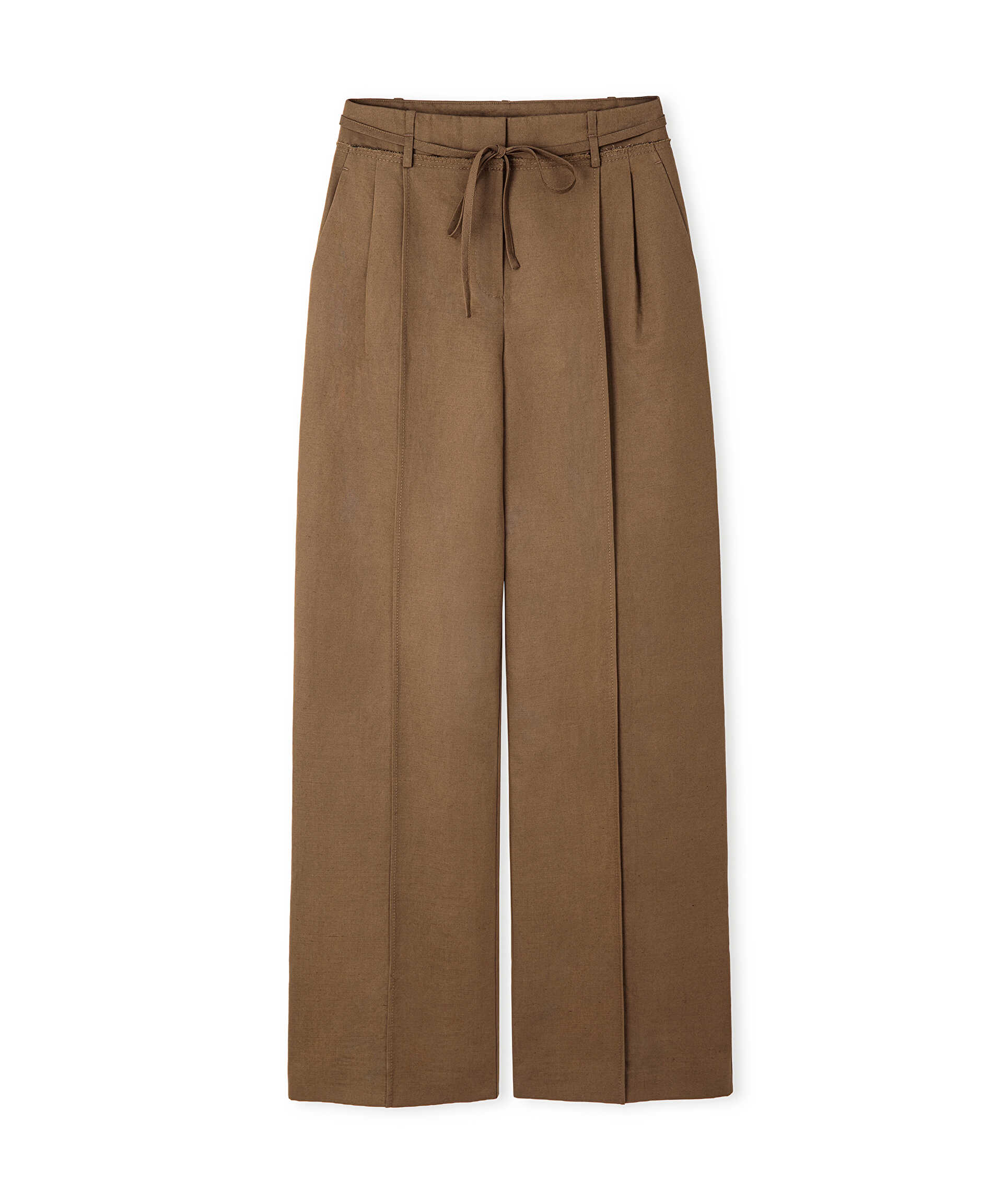 İpekyol Haki İnce kuşaklı wide leg pantolon görsel 6