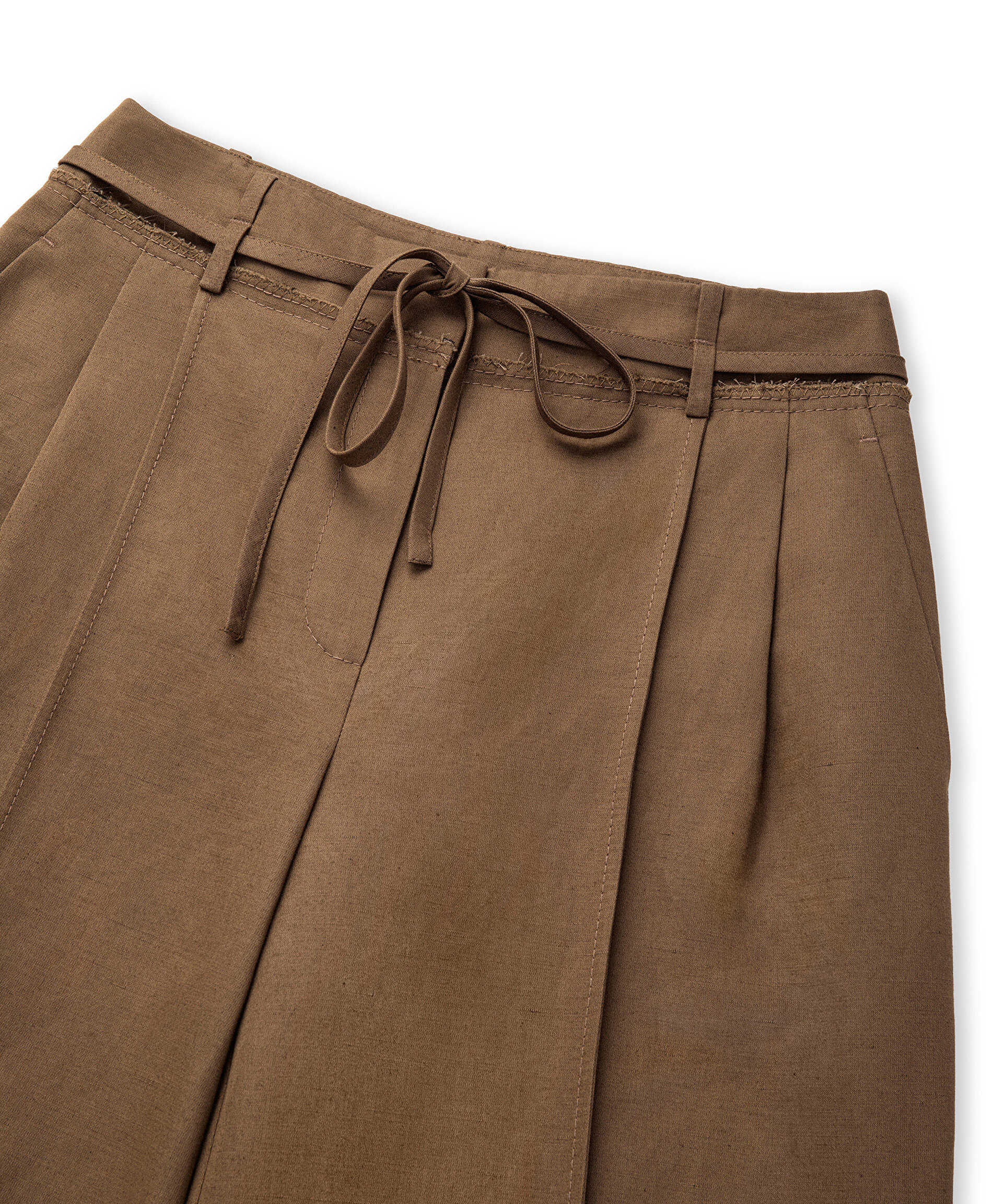 İpekyol Haki İnce kuşaklı wide leg pantolon görsel 7