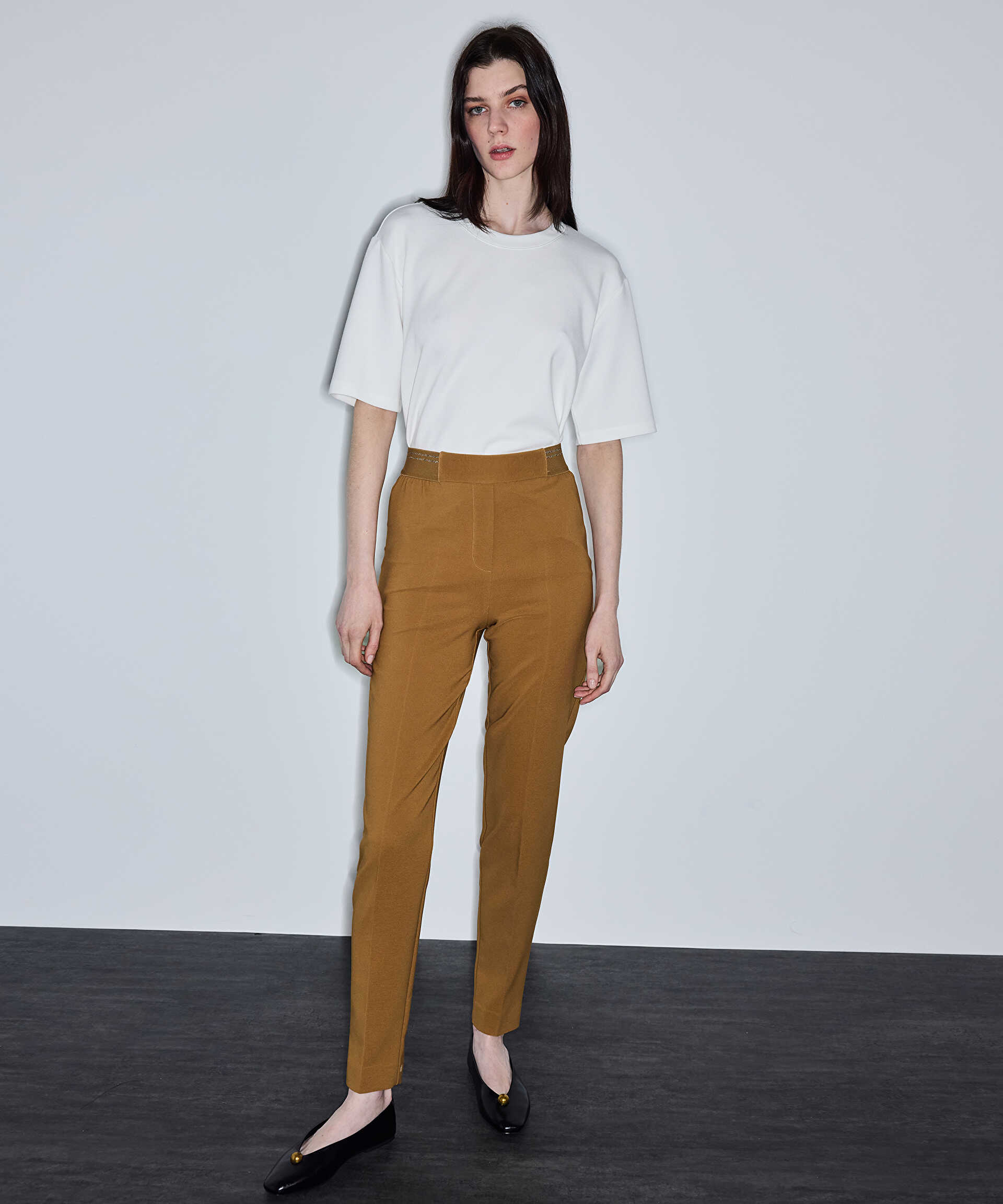 İpekyol Kahverengi Lurex bel pantolon