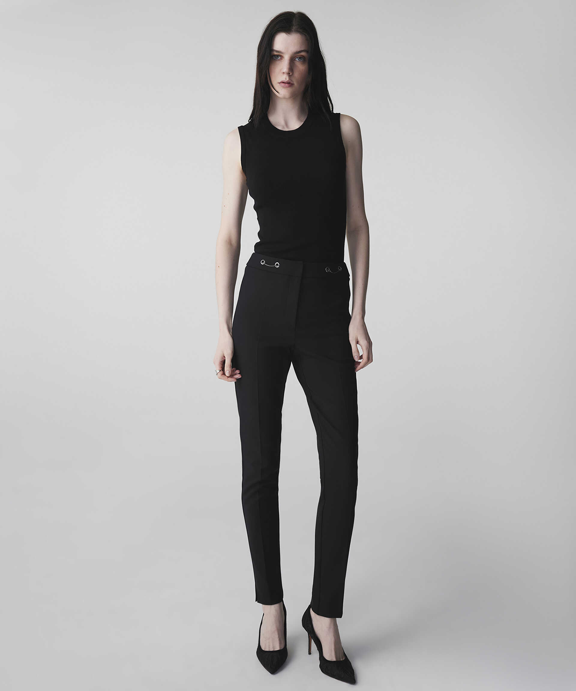 İpekyol Siyah Metal aksesuarlı skinny fit pantolon
