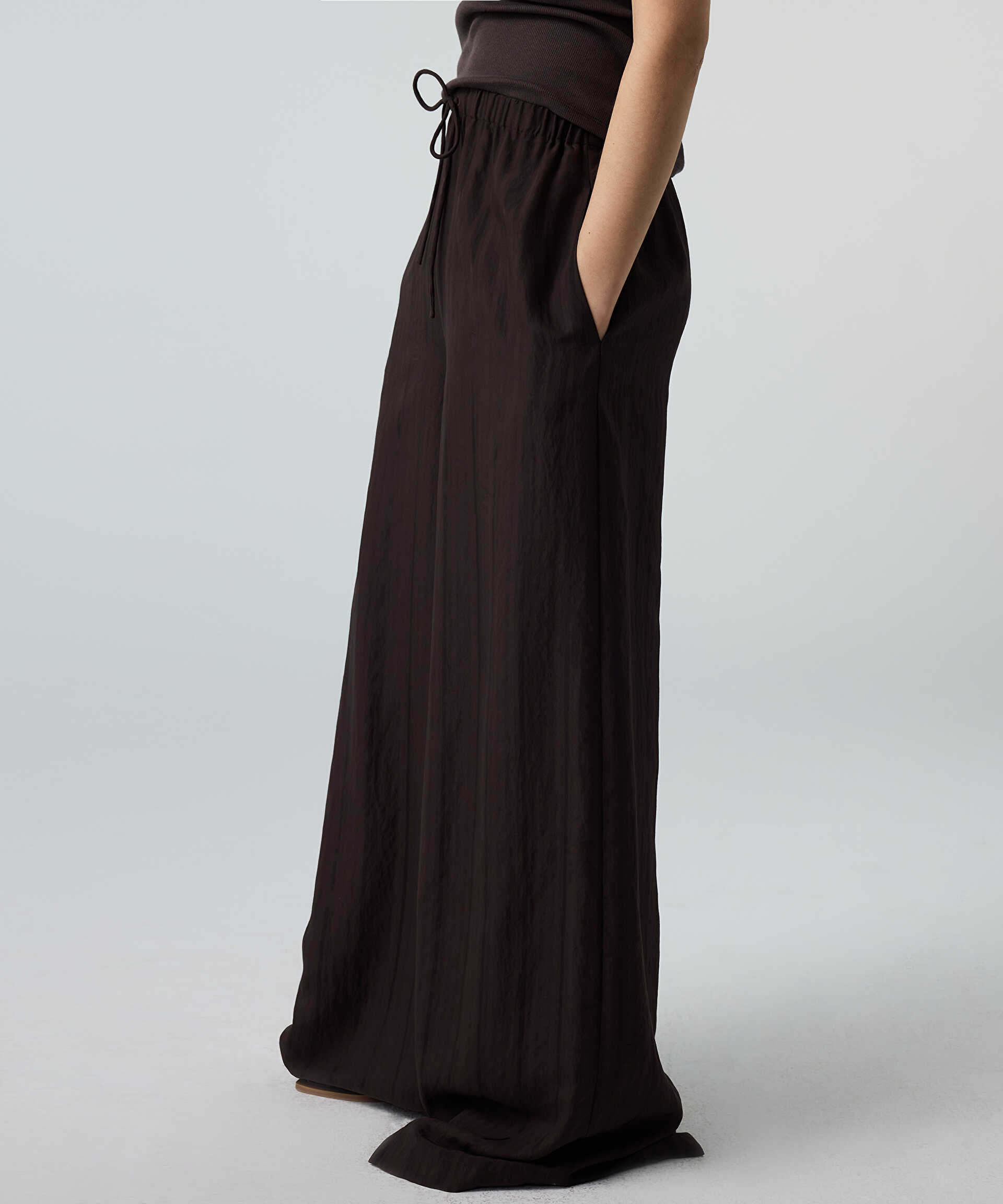 İpekyol Kahverengi Çizgili wide leg pantolon görsel 3